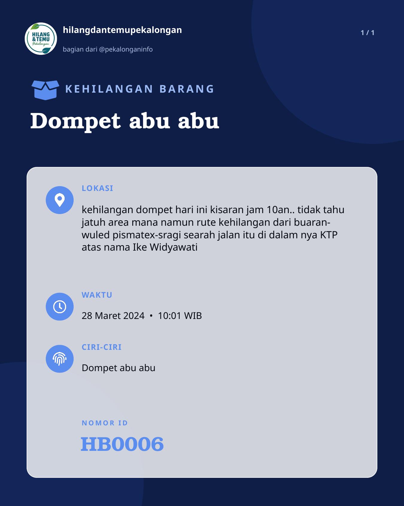 Slide laporan Dompet abu abu (HB0006)