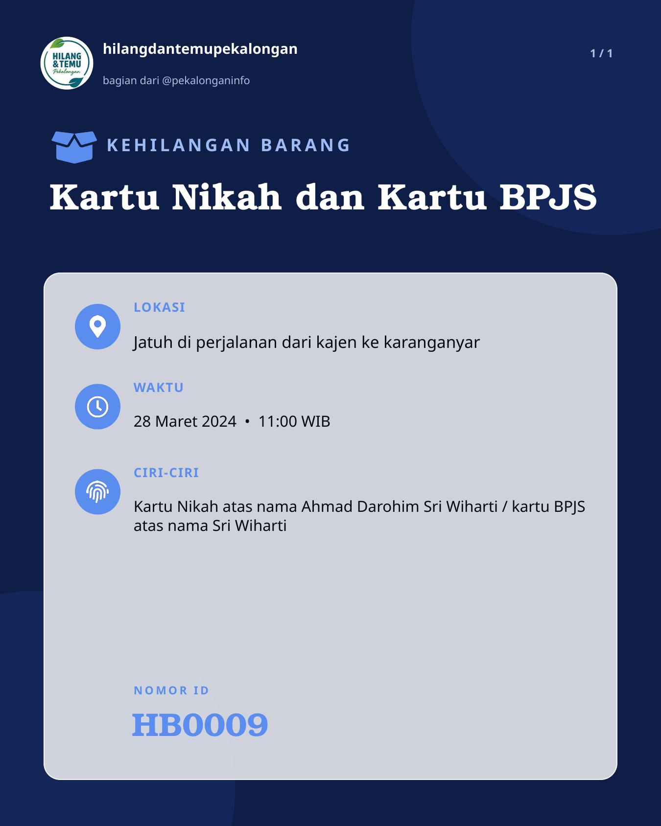 Slide laporan Kartu Nikah dan Kartu BPJS (HB0009)
