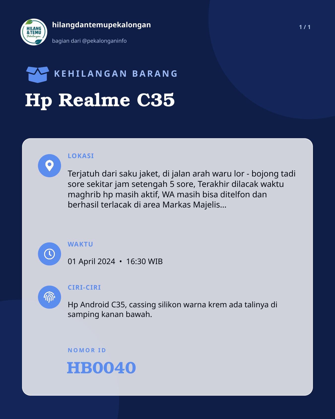 Slide laporan Hp Realme C35 (HB0040)