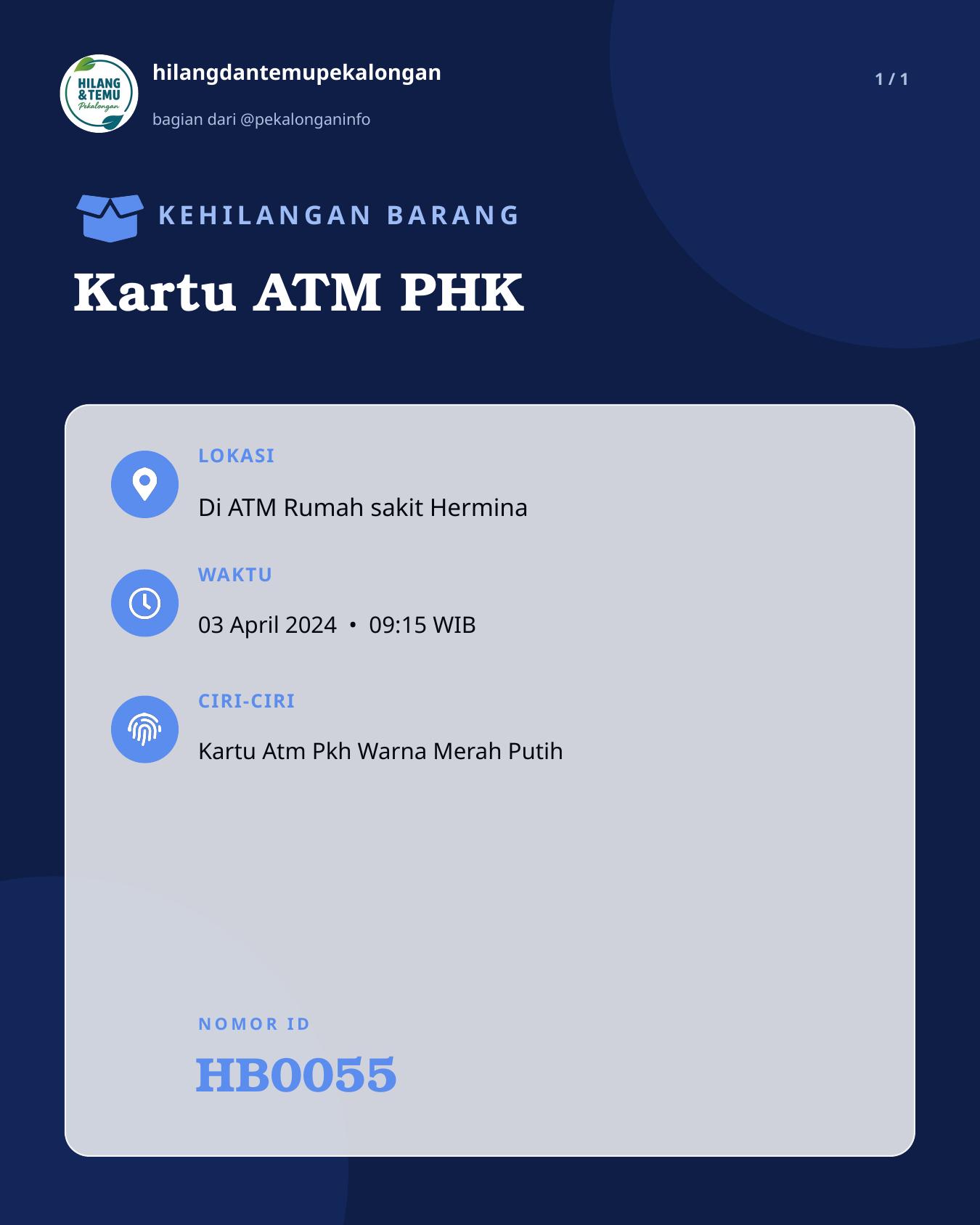 Slide laporan Kartu ATM PHK (HB0055)