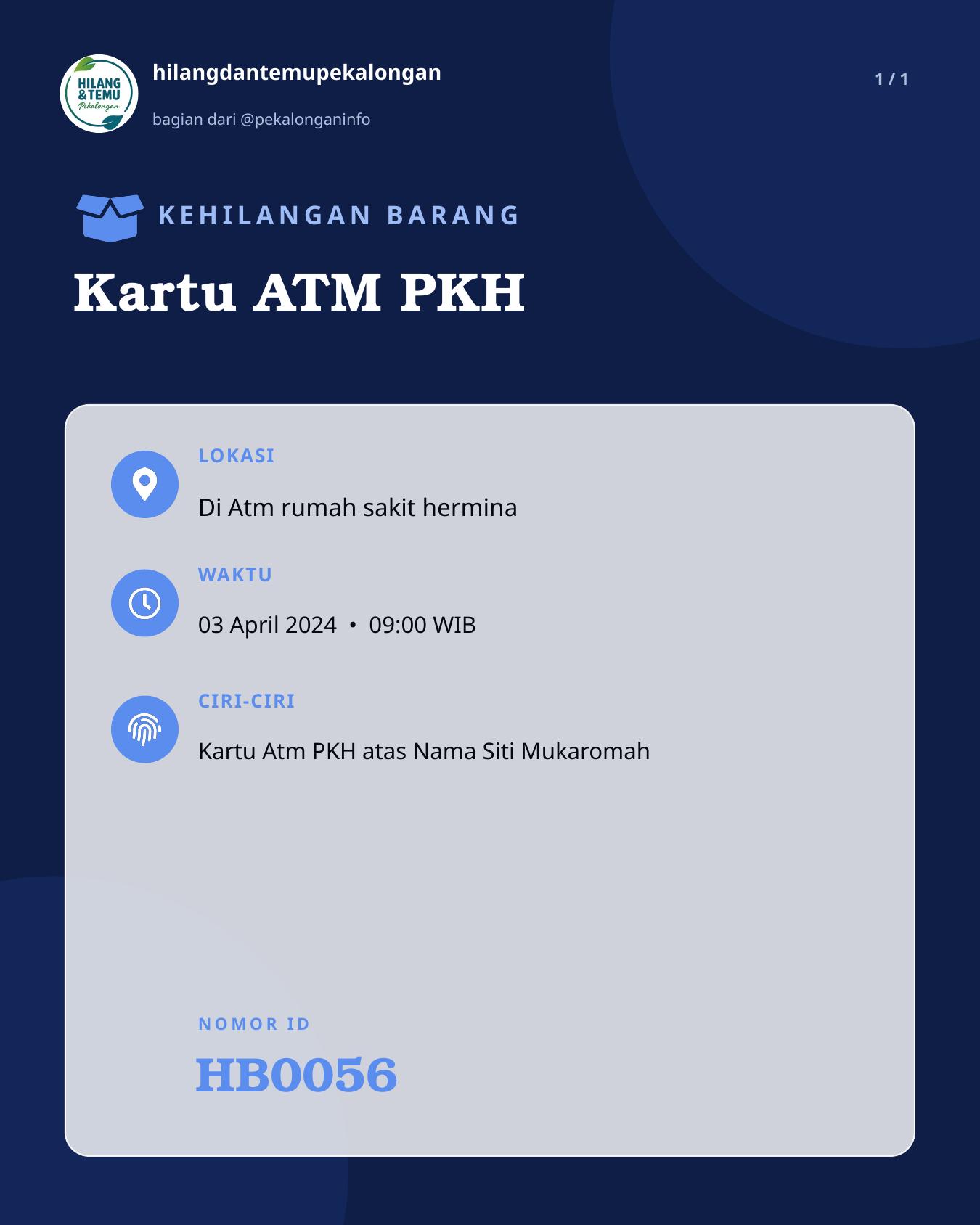 Slide laporan Kartu ATM PKH (HB0056)