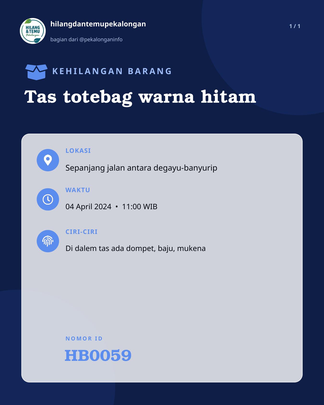 Slide laporan Tas totebag warna hitam (HB0059)