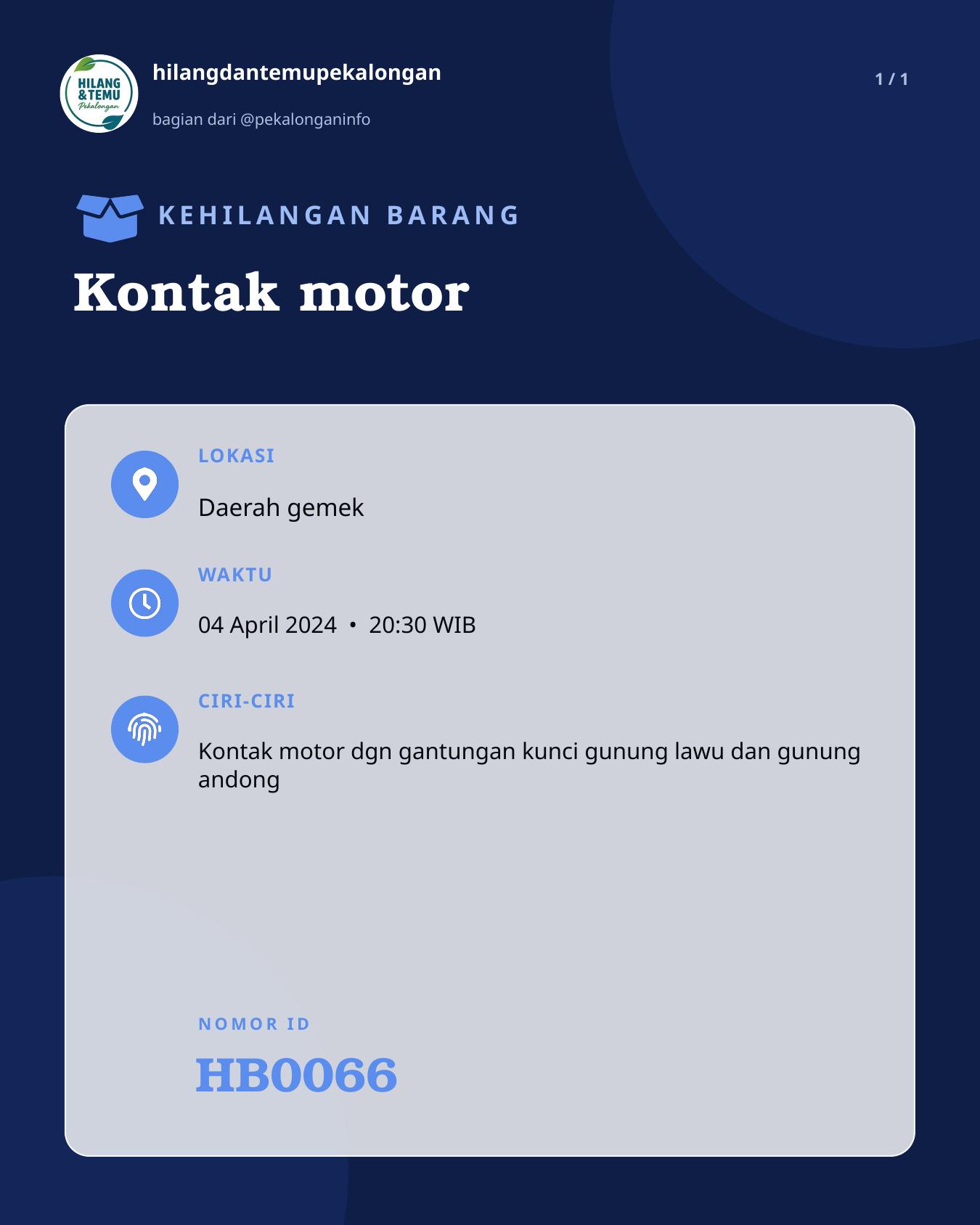 Slide laporan Kontak motor (HB0066)