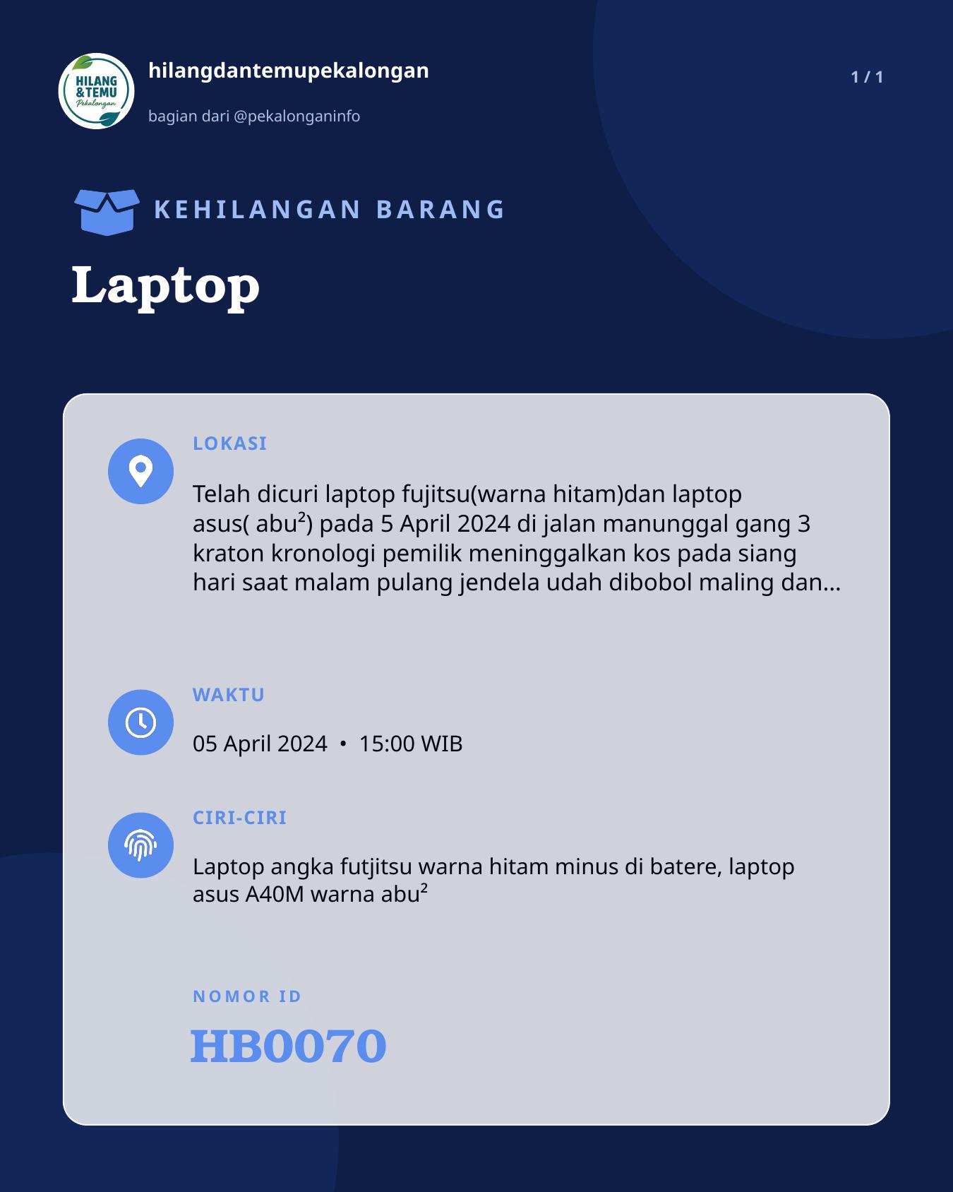 Slide laporan Laptop (HB0070)