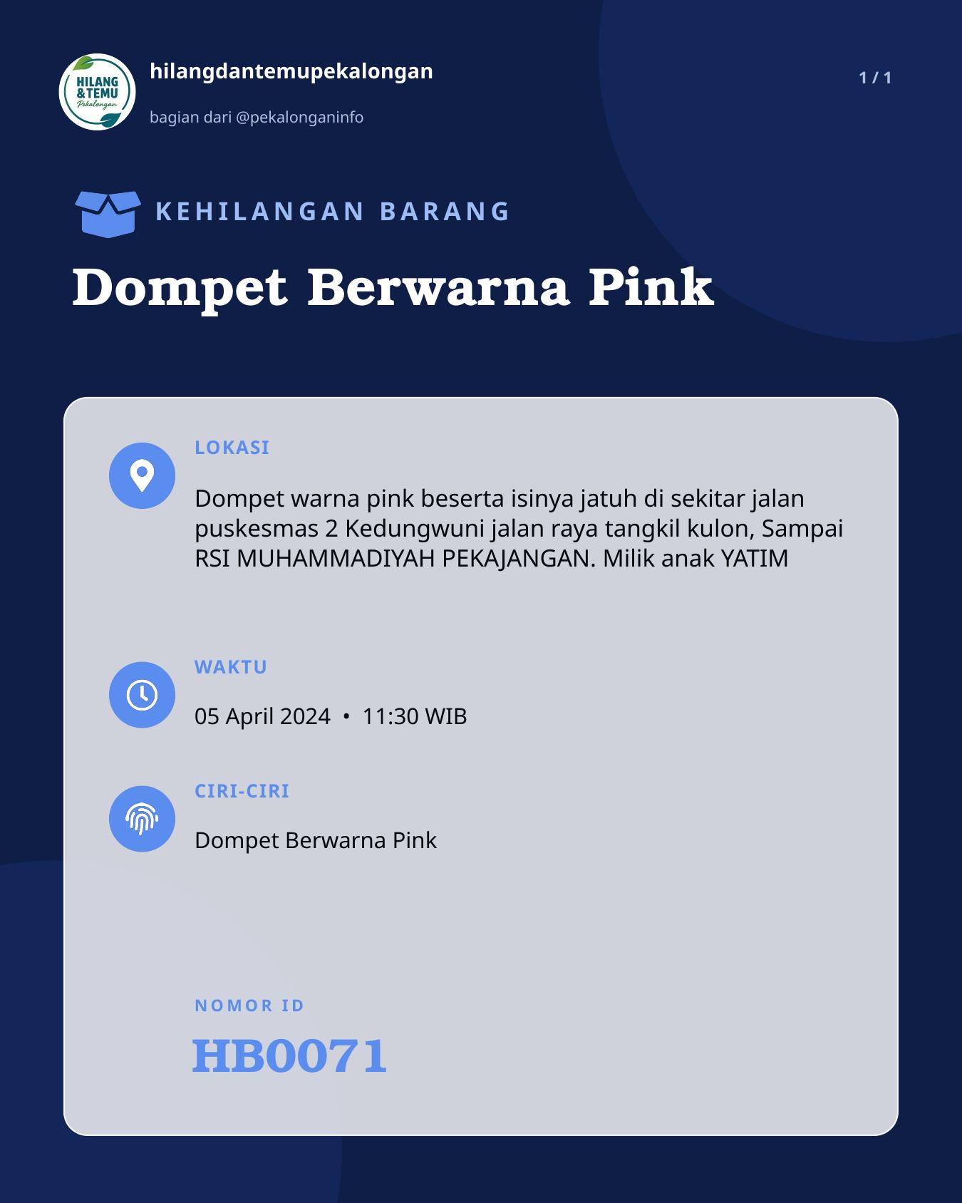 Slide laporan Dompet Berwarna Pink (HB0071)