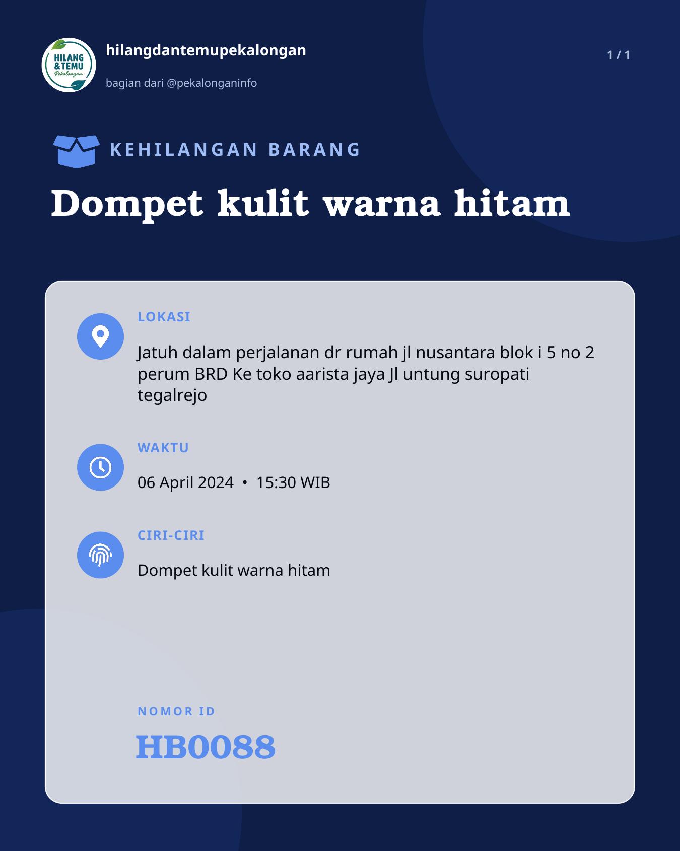 Slide laporan Dompet kulit warna hitam (HB0088)