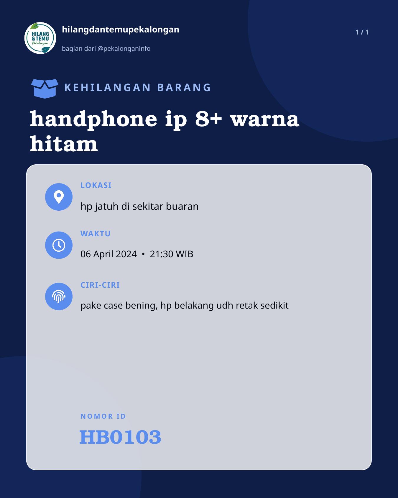 Slide laporan handphone ip 8+ warna hitam (HB0103)