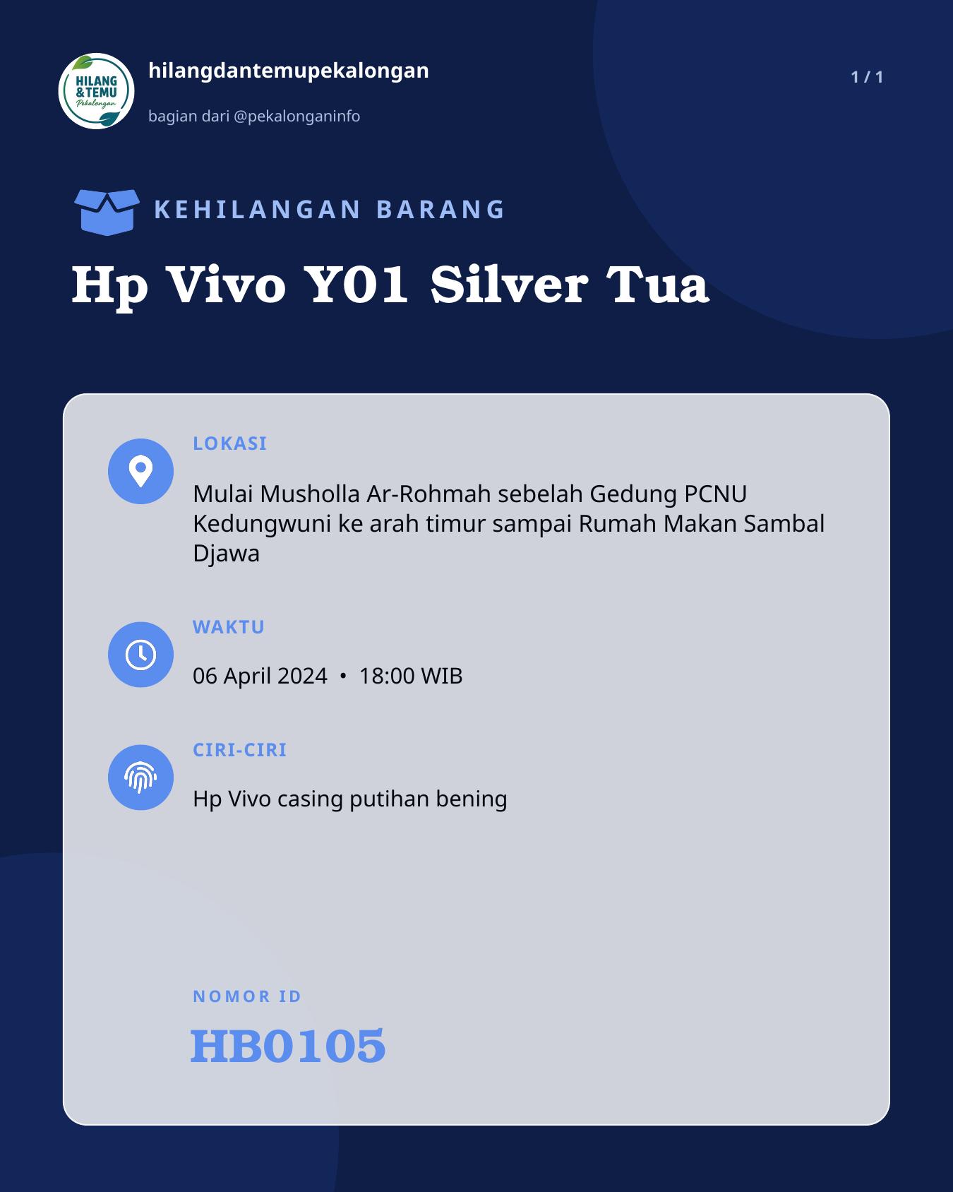 Slide laporan Hp Vivo Y01 Silver Tua (HB0105)