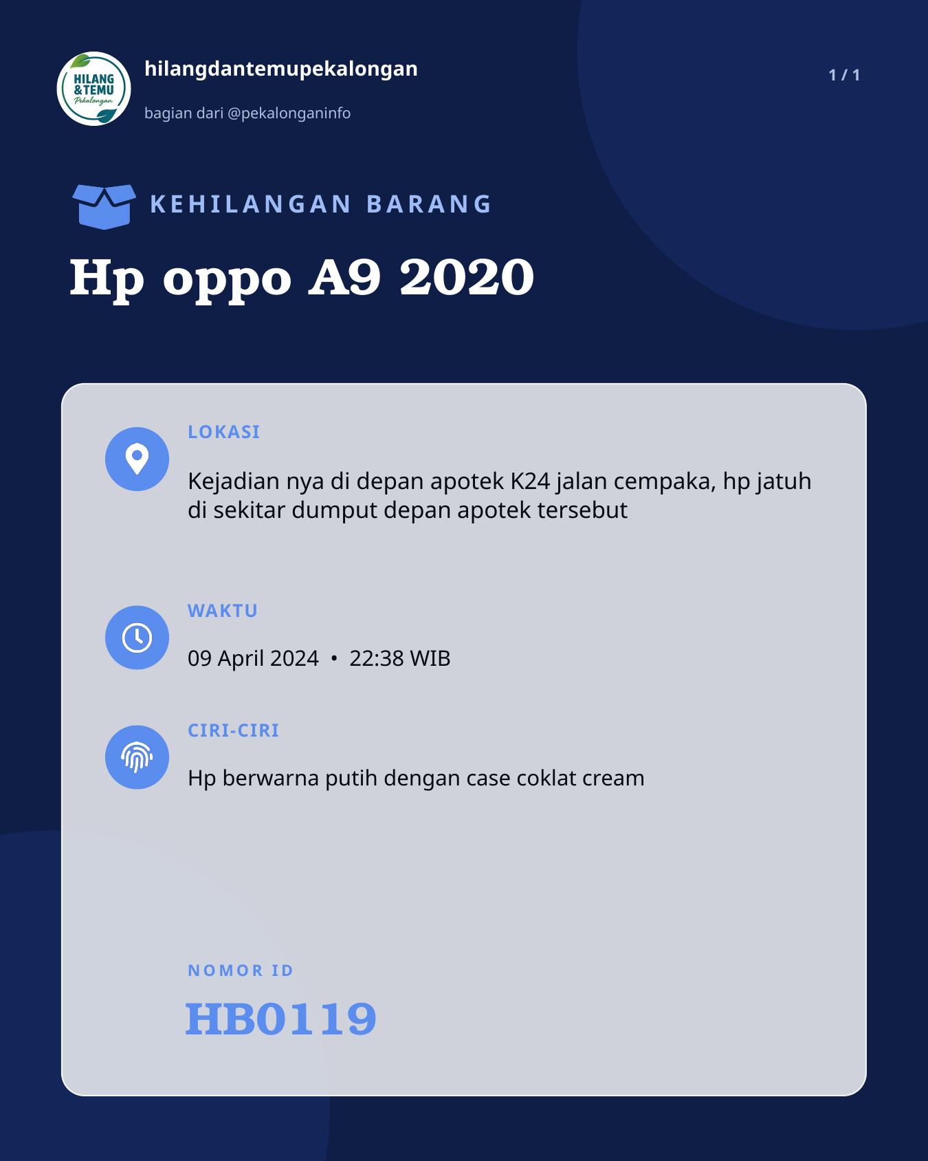Slide laporan Hp oppo A9 2020 (HB0119)
