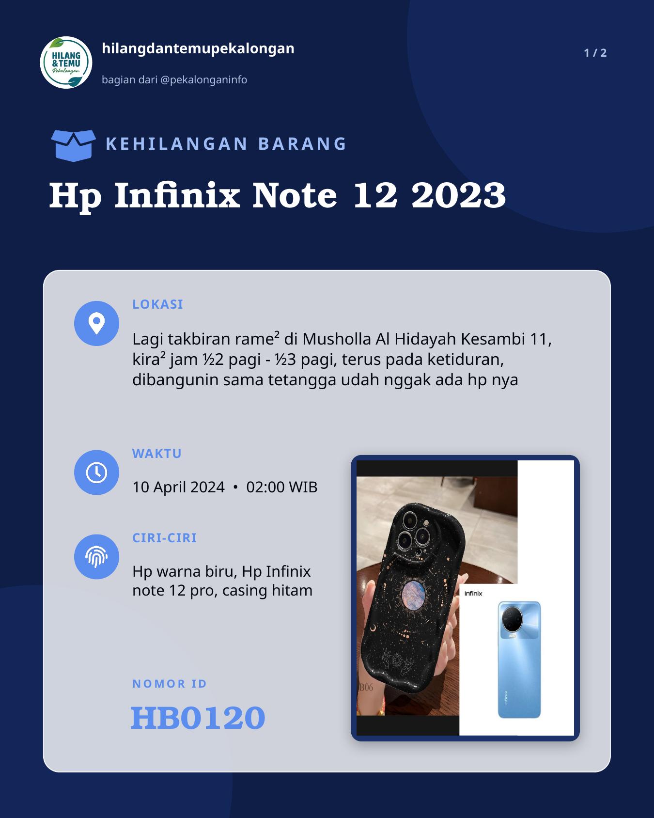 Slide 1 laporan Hp Infinix Note 12 2023