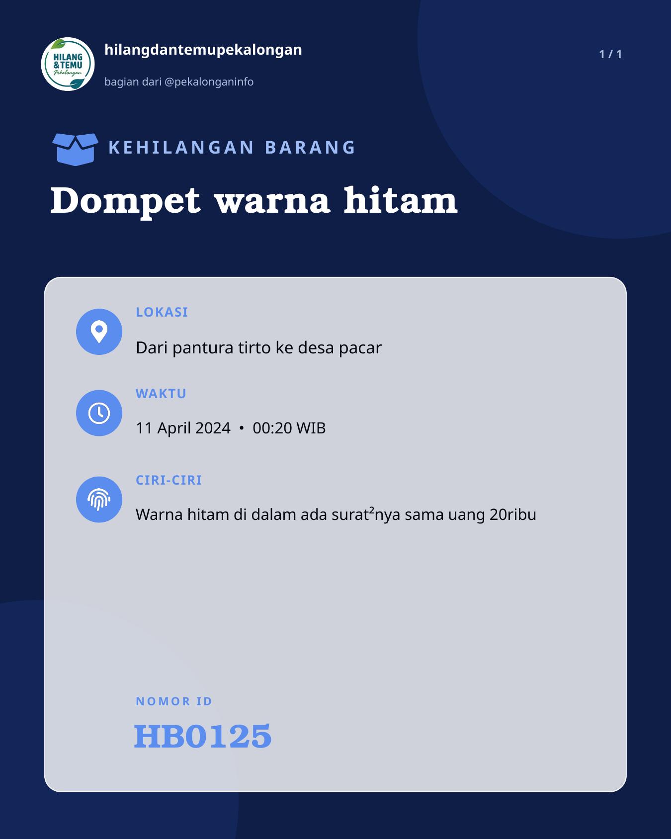Slide laporan Dompet warna hitam (HB0125)