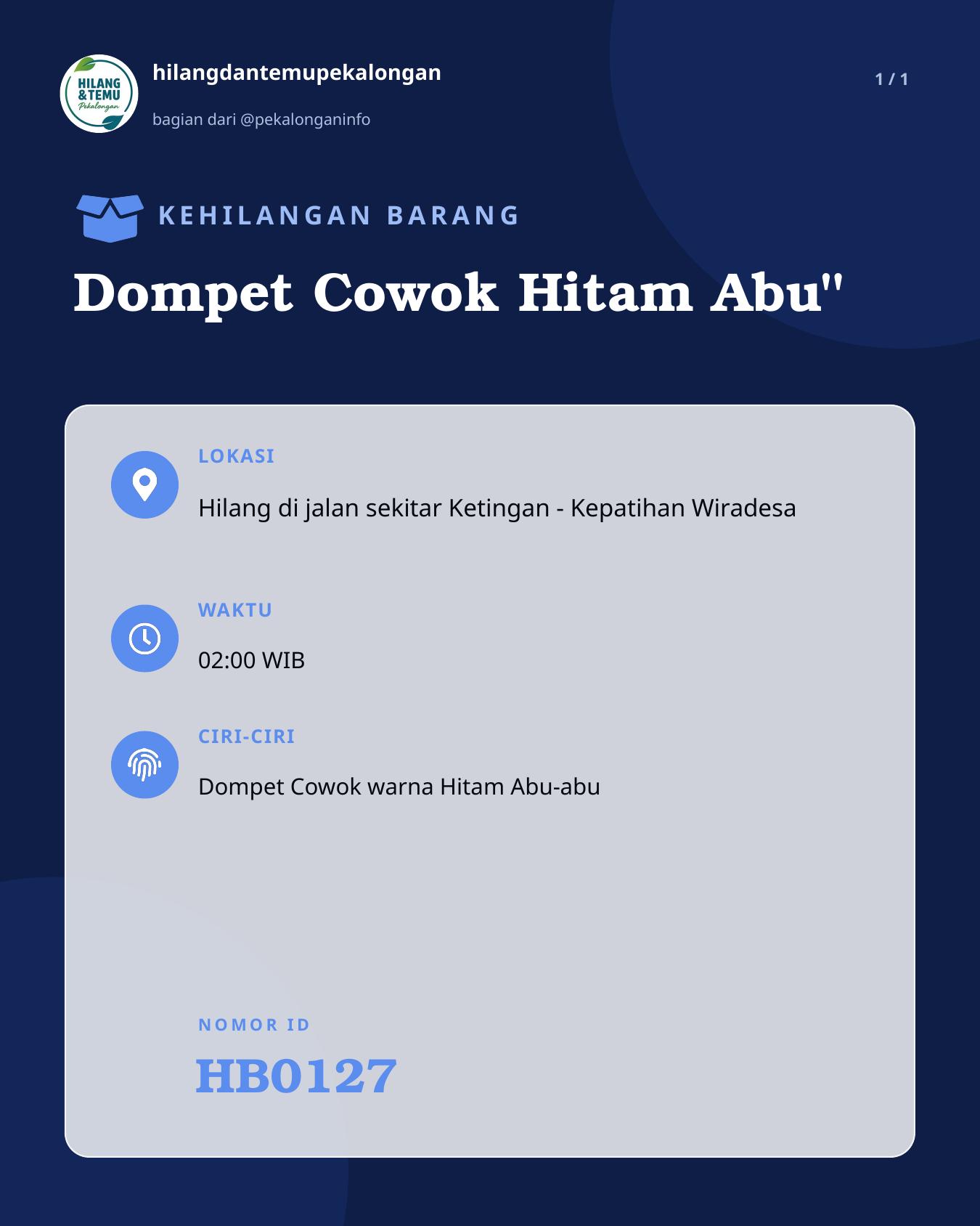 Slide laporan Dompet Cowok Hitam Abu" (HB0127)