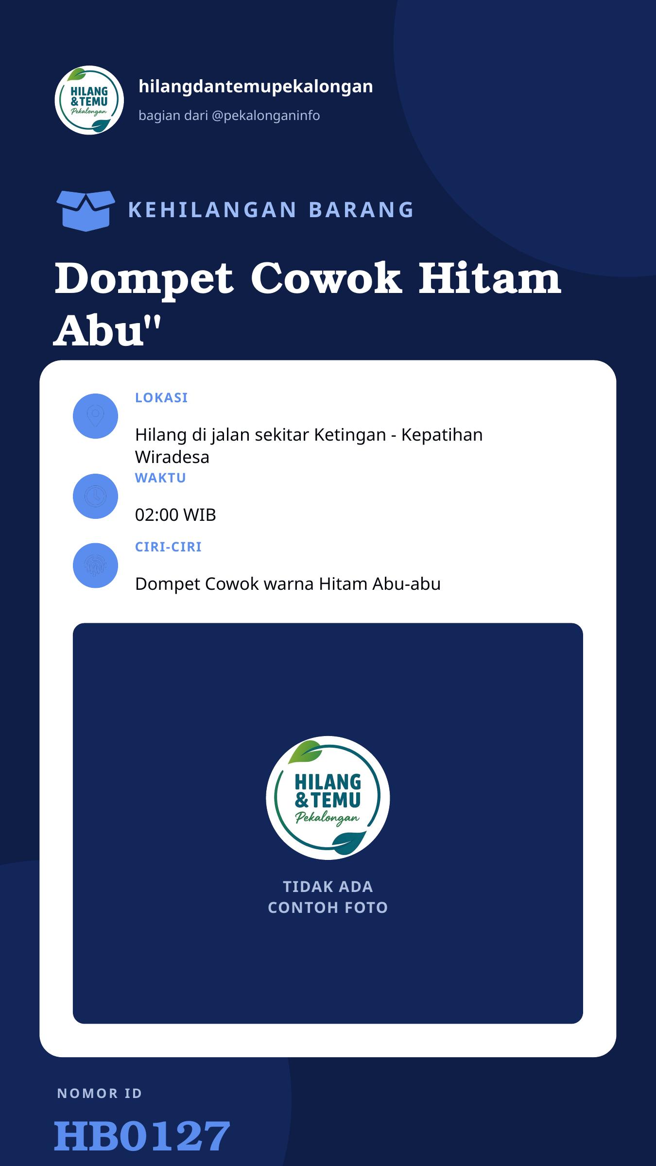 Story 9:16 laporan Dompet Cowok Hitam Abu"