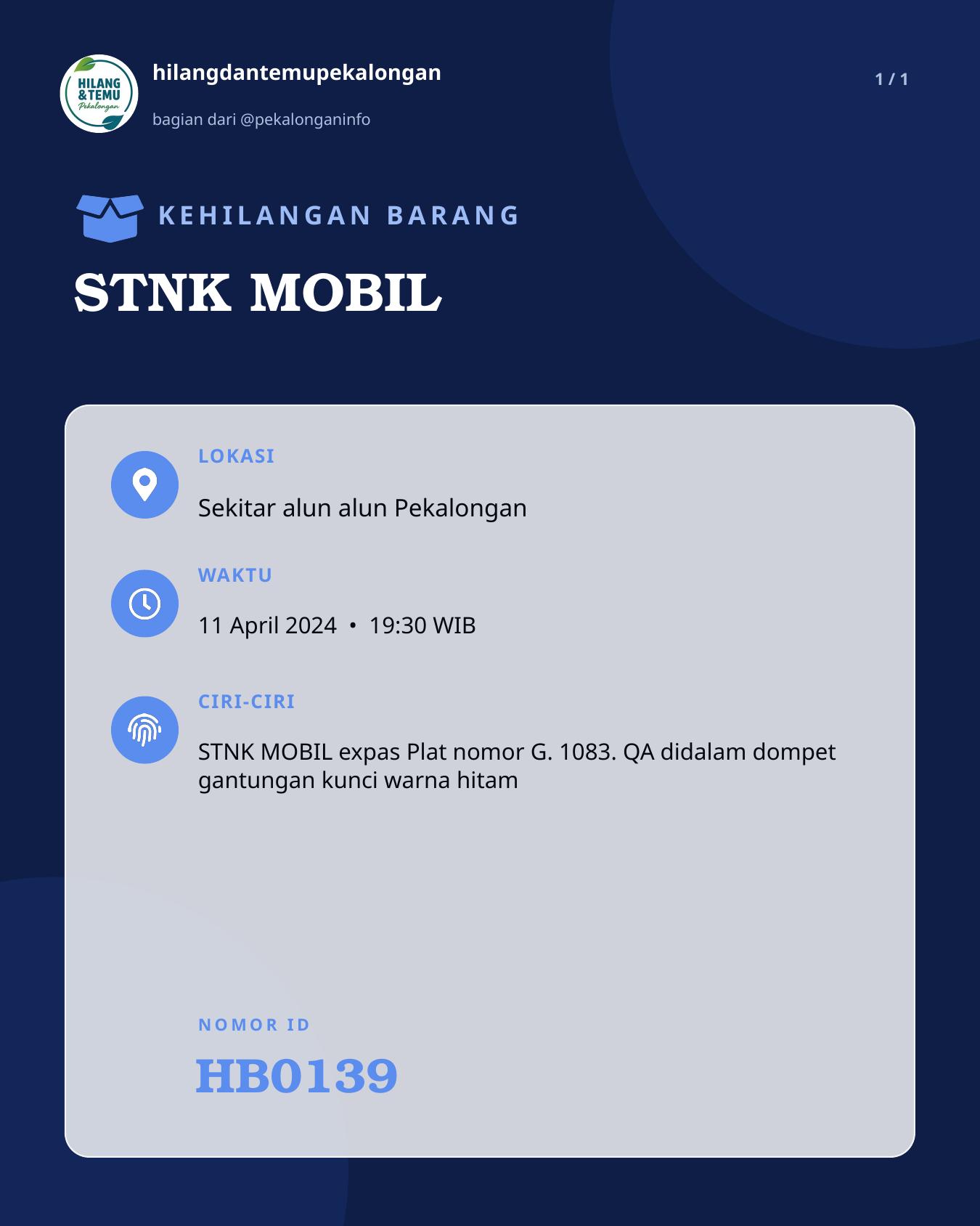 Slide laporan STNK MOBIL (HB0139)