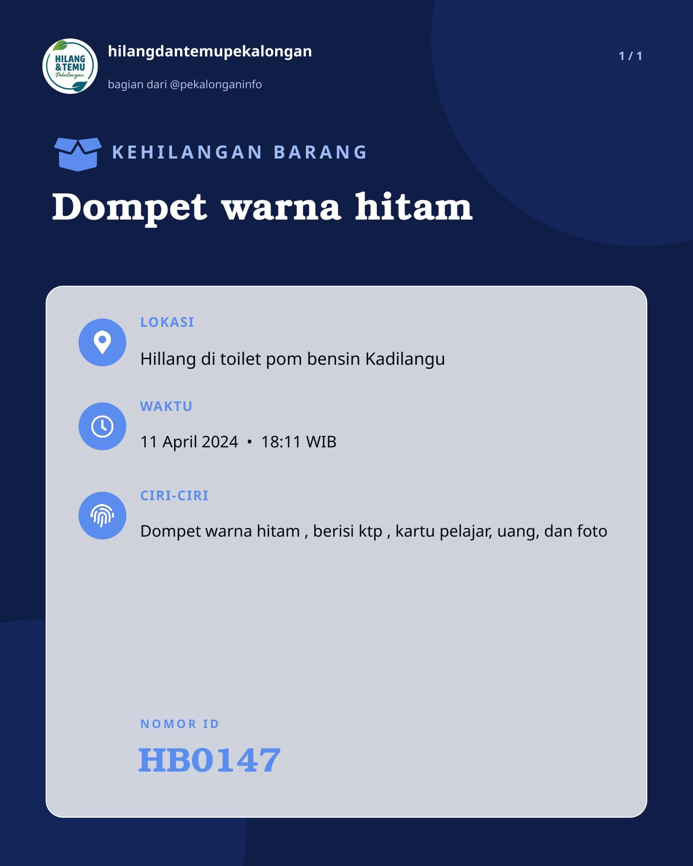 Slide laporan Dompet warna hitam (HB0147)