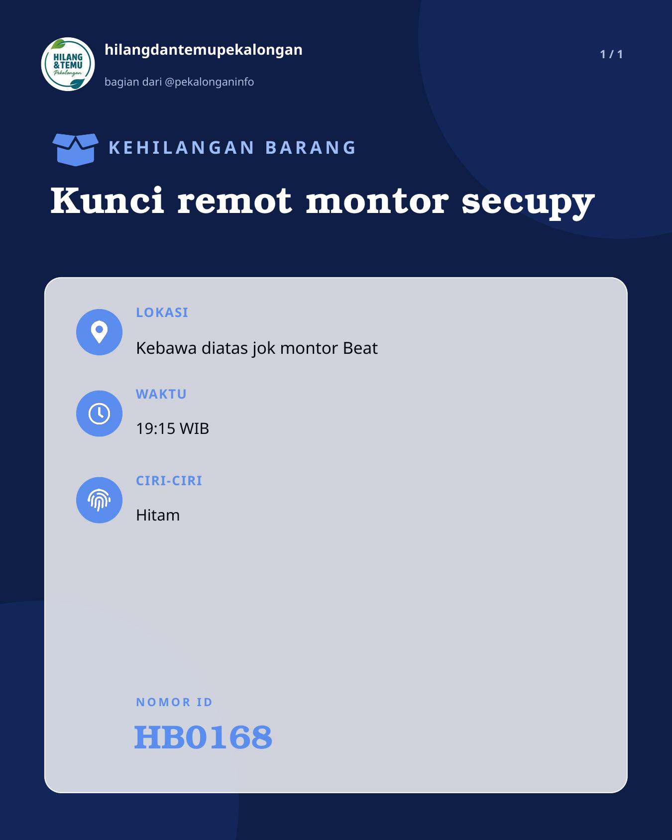 Slide laporan Kunci remot montor secupy (HB0168)