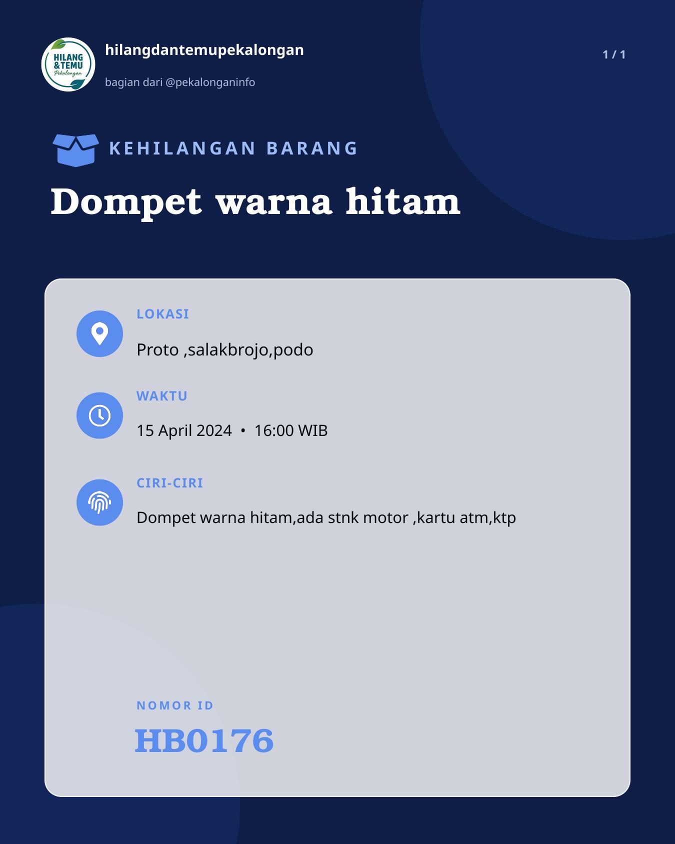 Slide laporan Dompet warna hitam (HB0176)