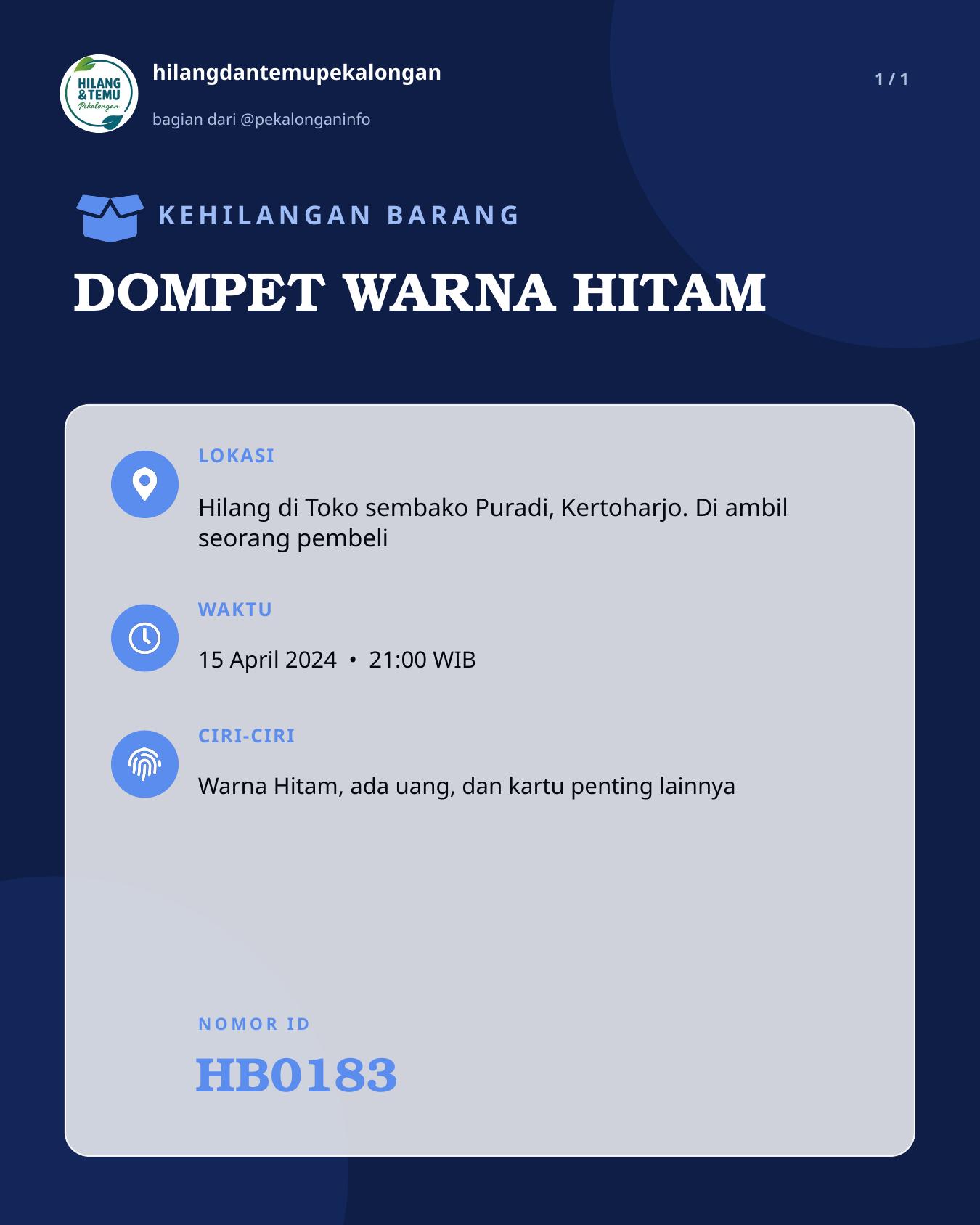 Slide laporan DOMPET WARNA HITAM (HB0183)