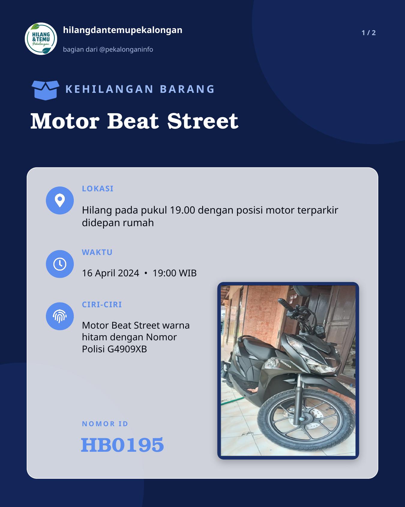 Slide 1 laporan Motor Beat Street