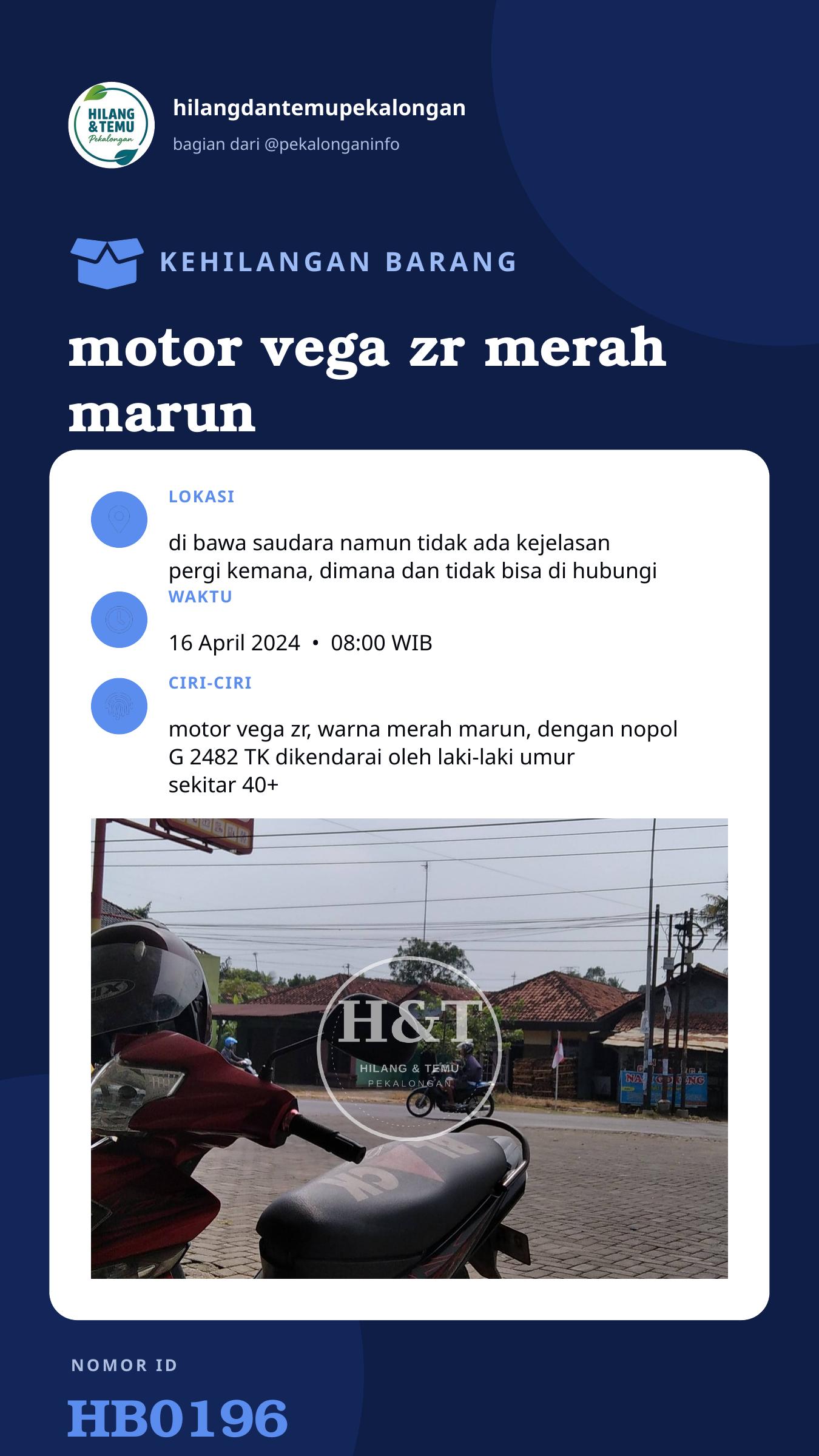 Story 9:16 laporan motor vega zr merah marun