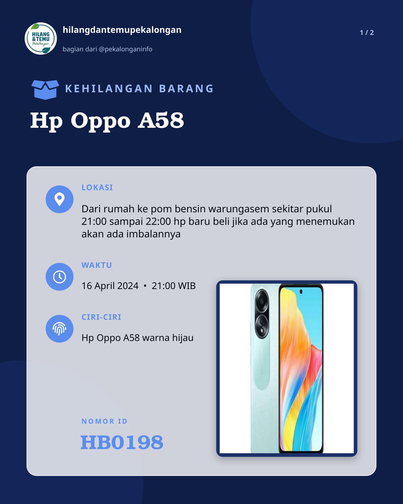 Slide 1 laporan Hp Oppo A58