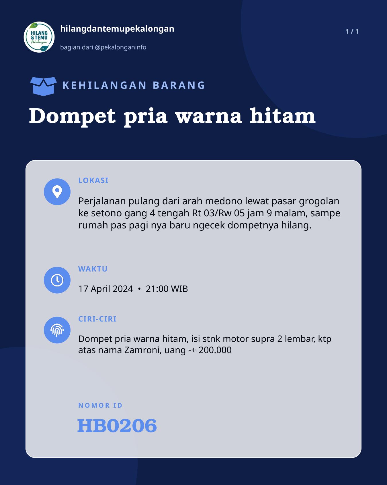 Slide laporan Dompet pria warna hitam (HB0206)