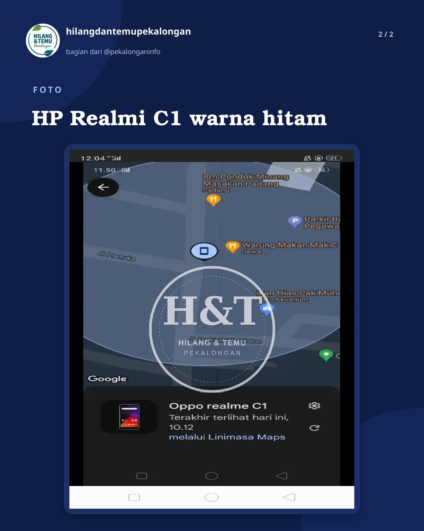 Slide 2 laporan HP Realmi C1 warna hitam