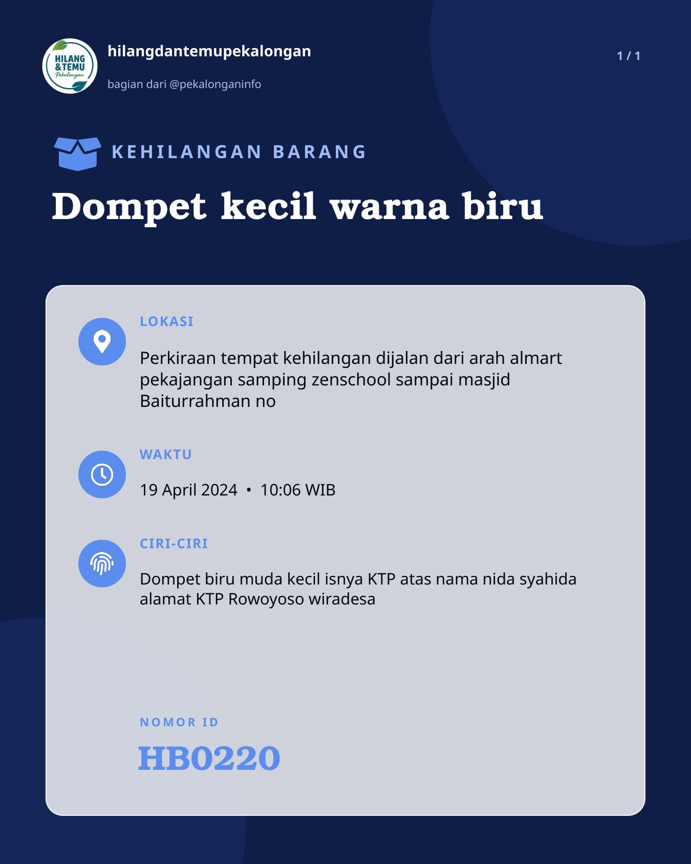 Slide laporan Dompet kecil warna biru (HB0220)