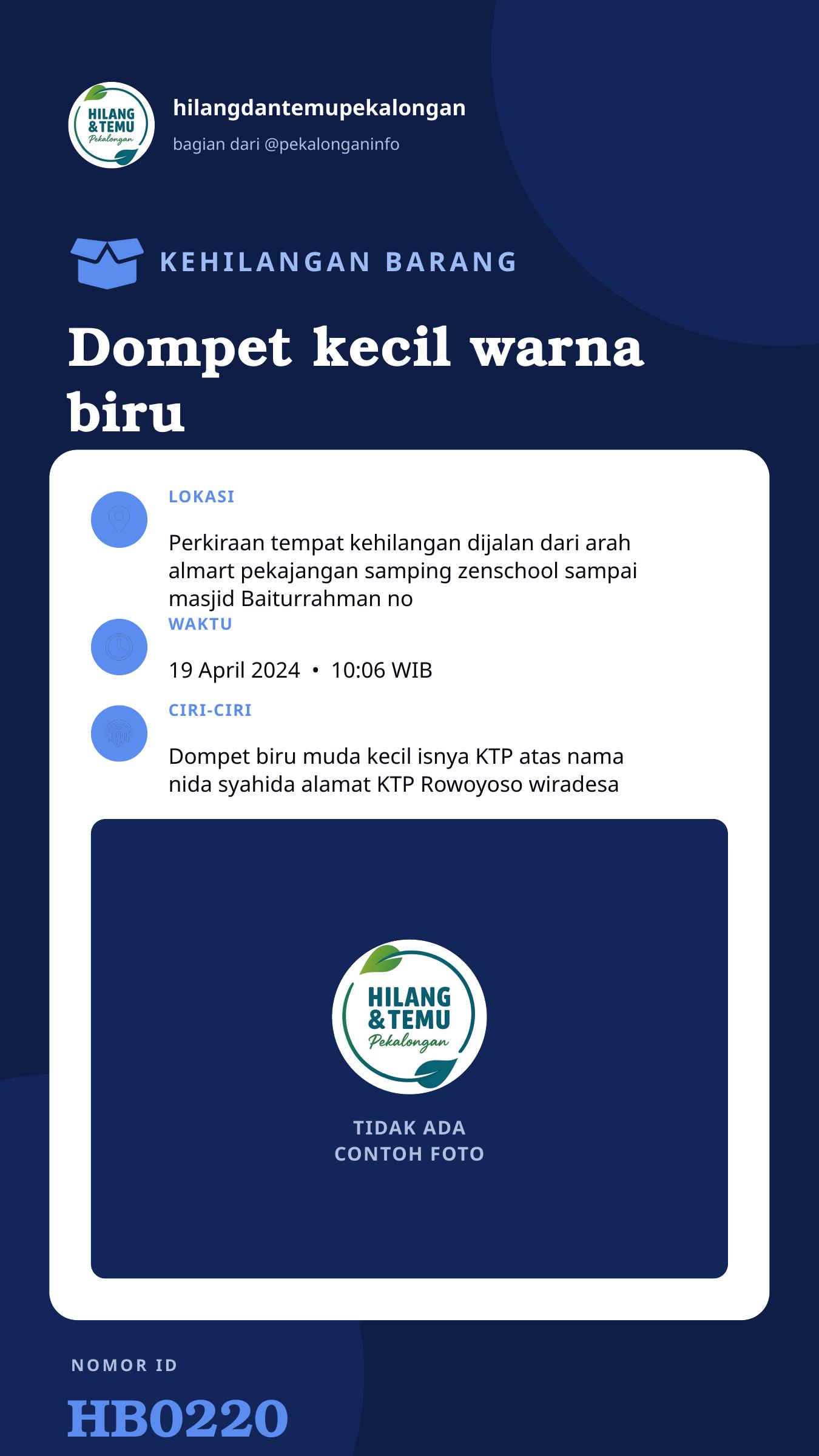 Story 9:16 laporan Dompet kecil warna biru