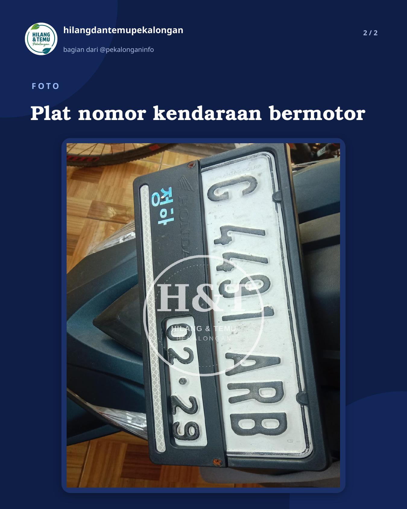 Slide 2 laporan Plat nomor kendaraan bermotor