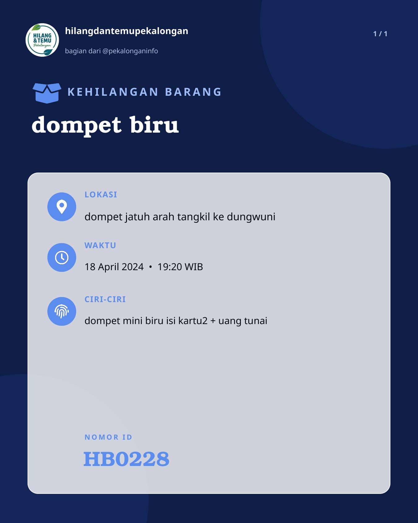 Slide laporan dompet biru (HB0228)