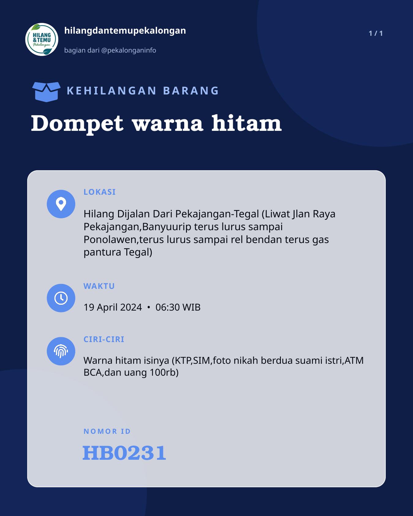 Slide laporan Dompet warna hitam (HB0231)