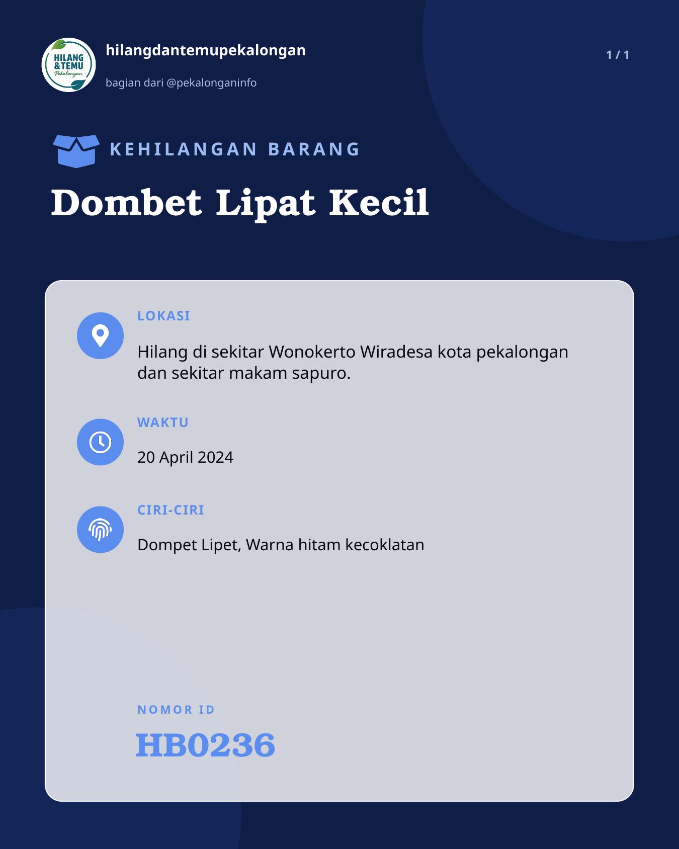 Slide laporan Dombet Lipat Kecil (HB0236)