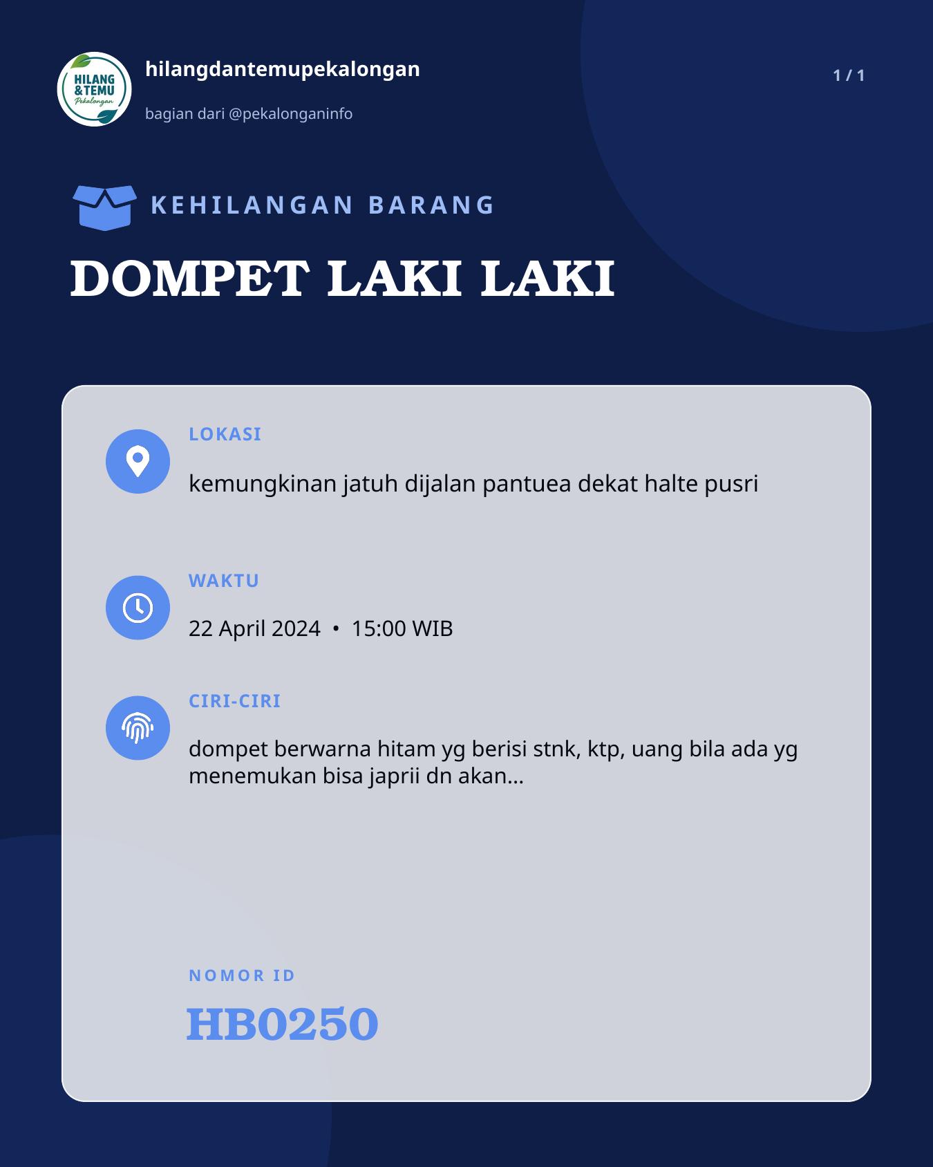 Slide laporan DOMPET LAKI LAKI (HB0250)