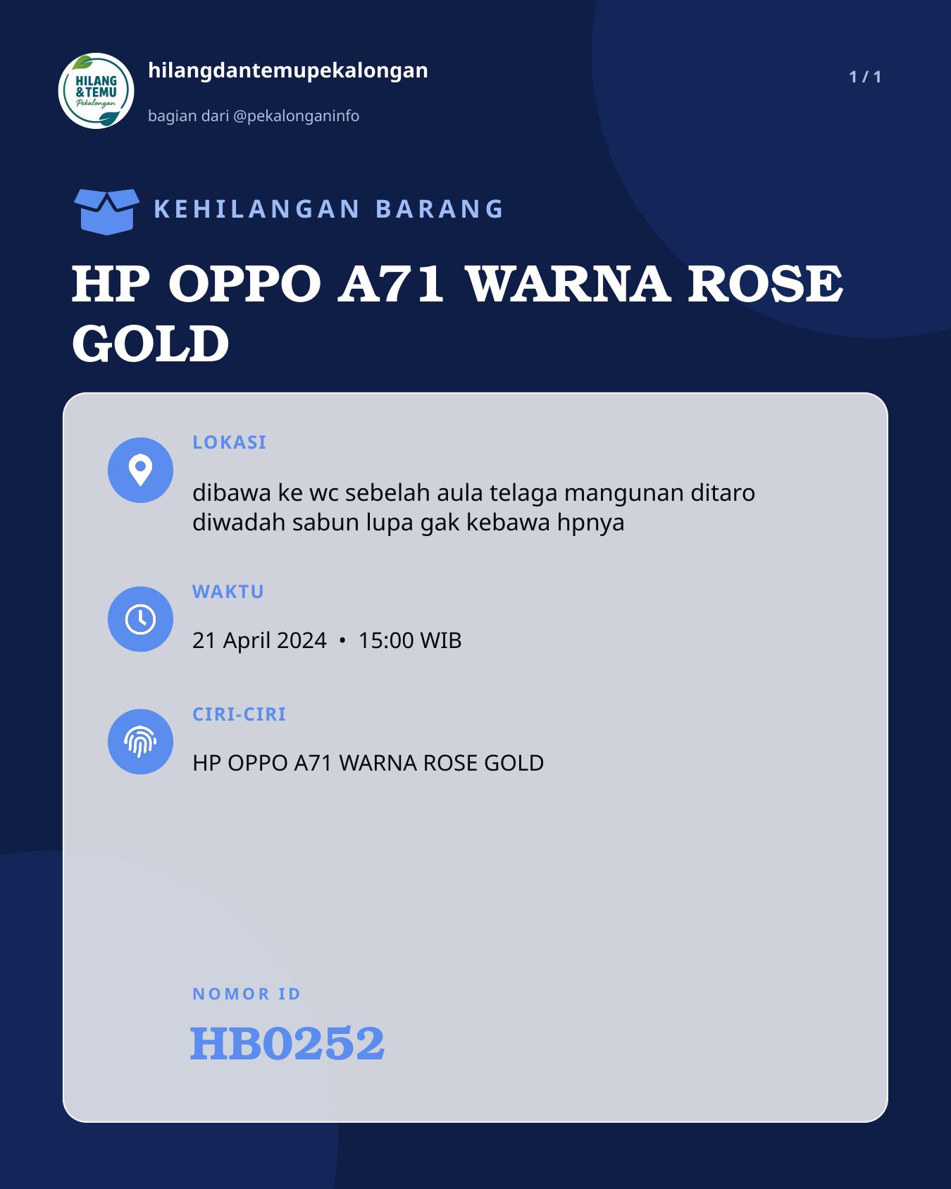 Slide laporan HP OPPO A71 WARNA ROSE GOLD (HB0252)