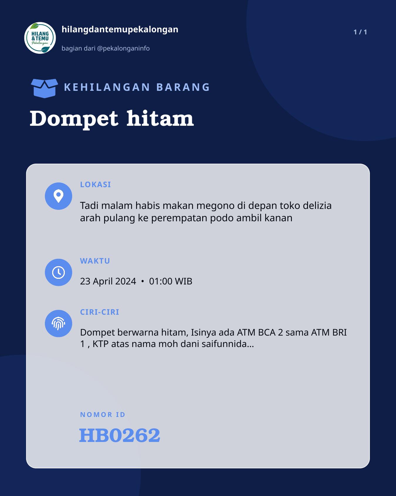 Slide laporan Dompet hitam (HB0262)