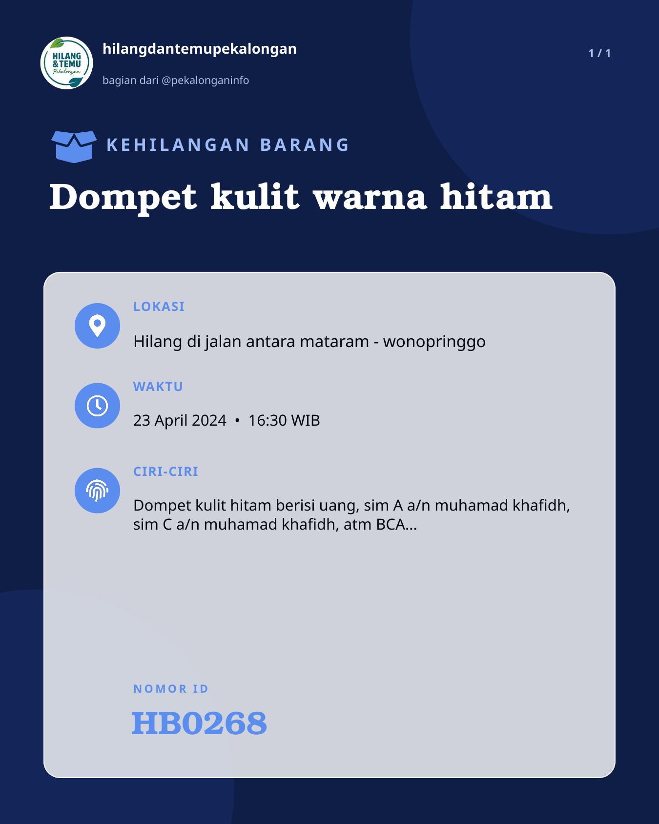 Slide laporan Dompet kulit warna hitam (HB0268)