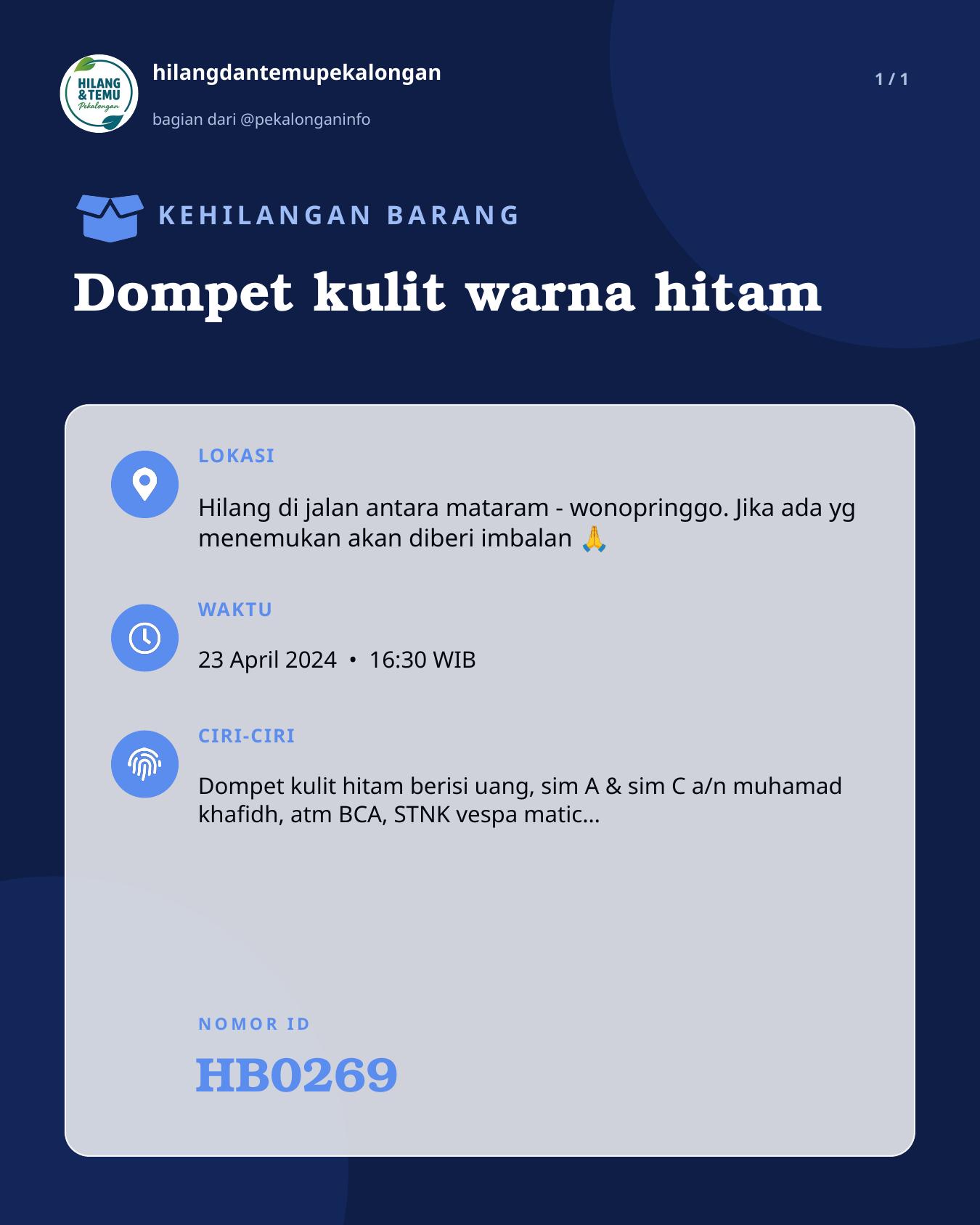 Slide laporan Dompet kulit warna hitam (HB0269)