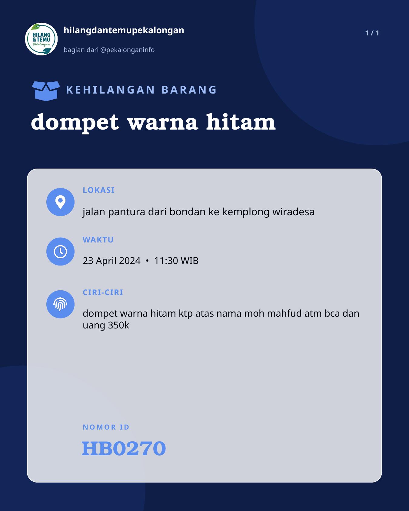 Slide laporan dompet warna hitam (HB0270)