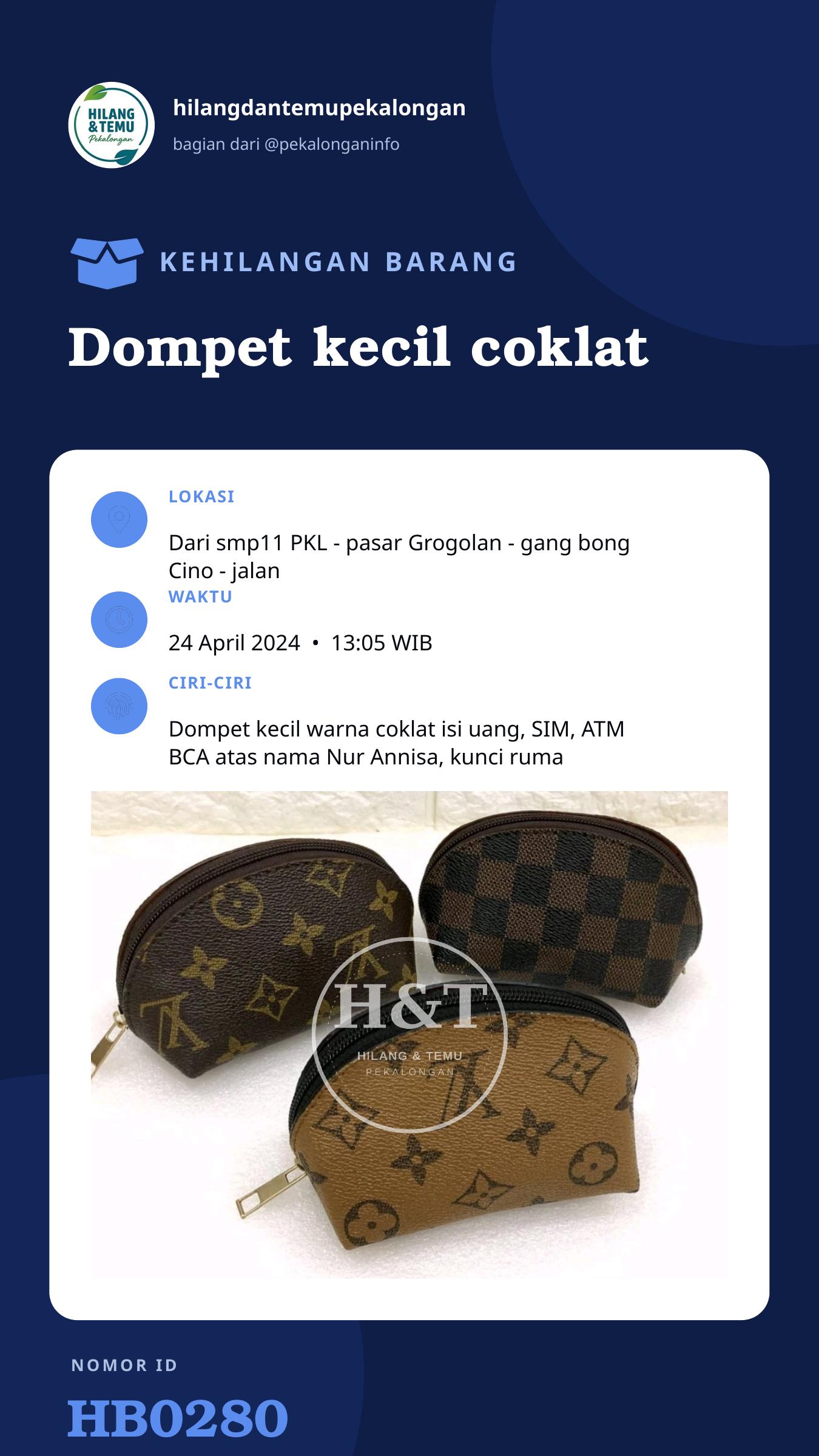 Story 9:16 laporan Dompet kecil coklat