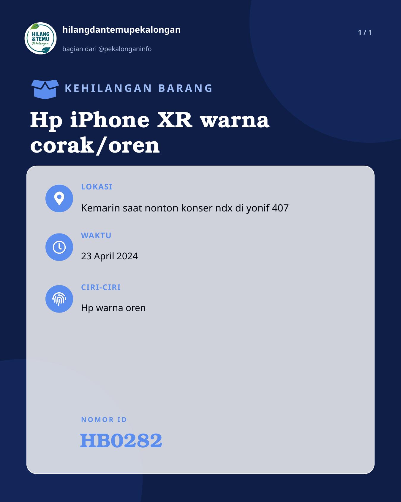 Slide laporan Hp iPhone XR warna corak/oren (HB0282)