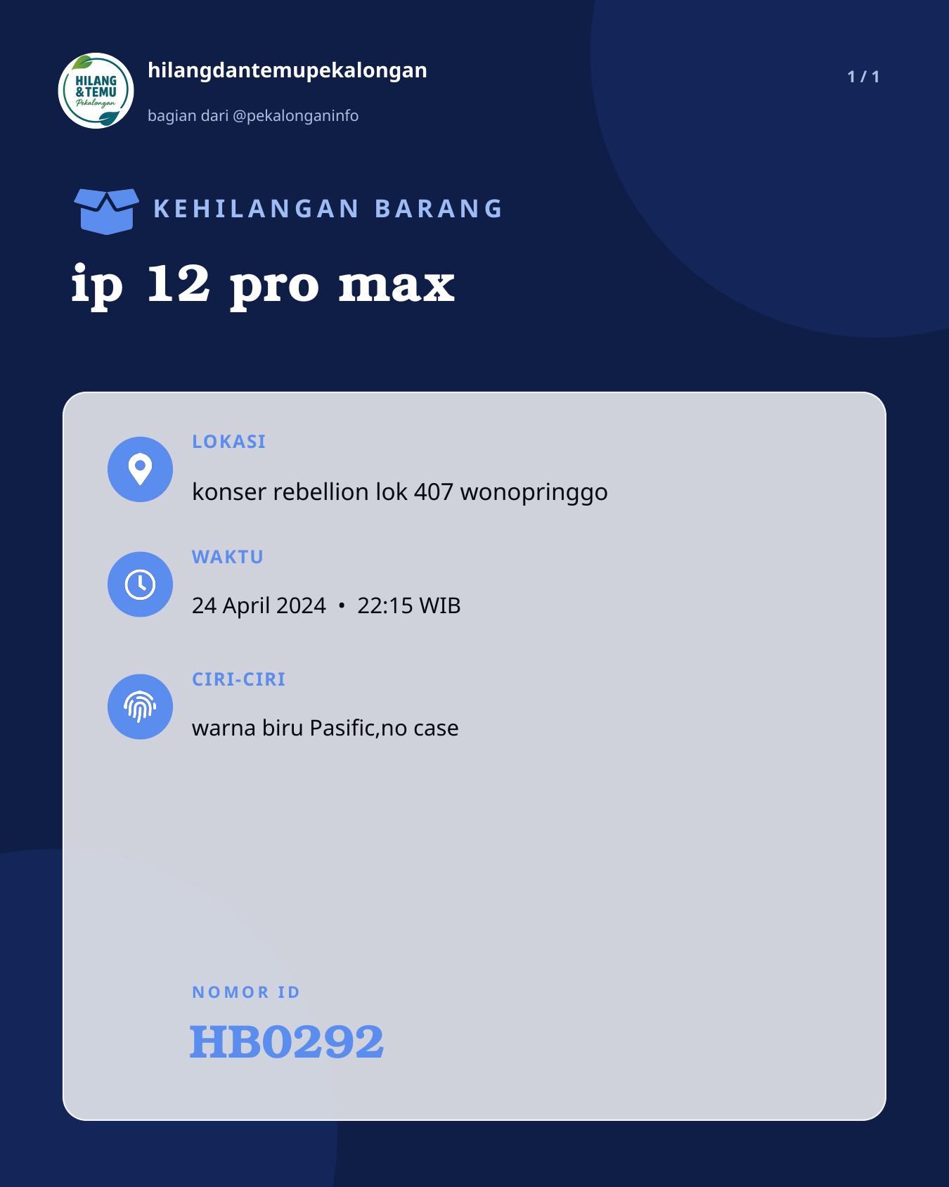 Slide laporan ip 12 pro max (HB0292)