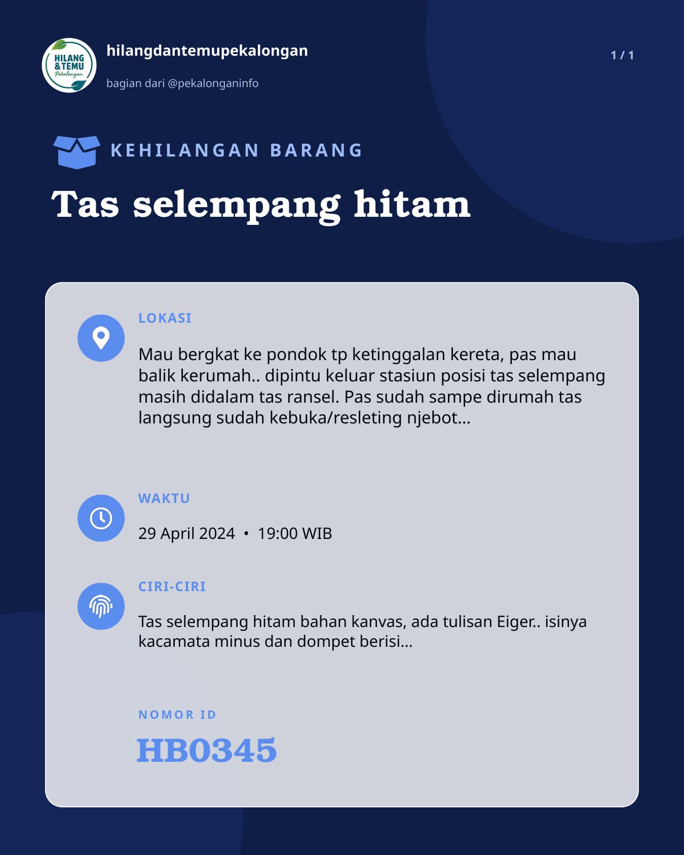 Slide laporan Tas selempang hitam (HB0345)