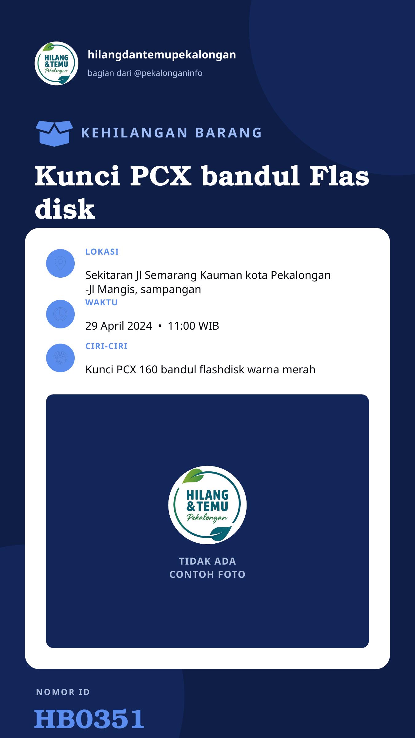 Story 9:16 laporan Kunci PCX bandul Flas disk
