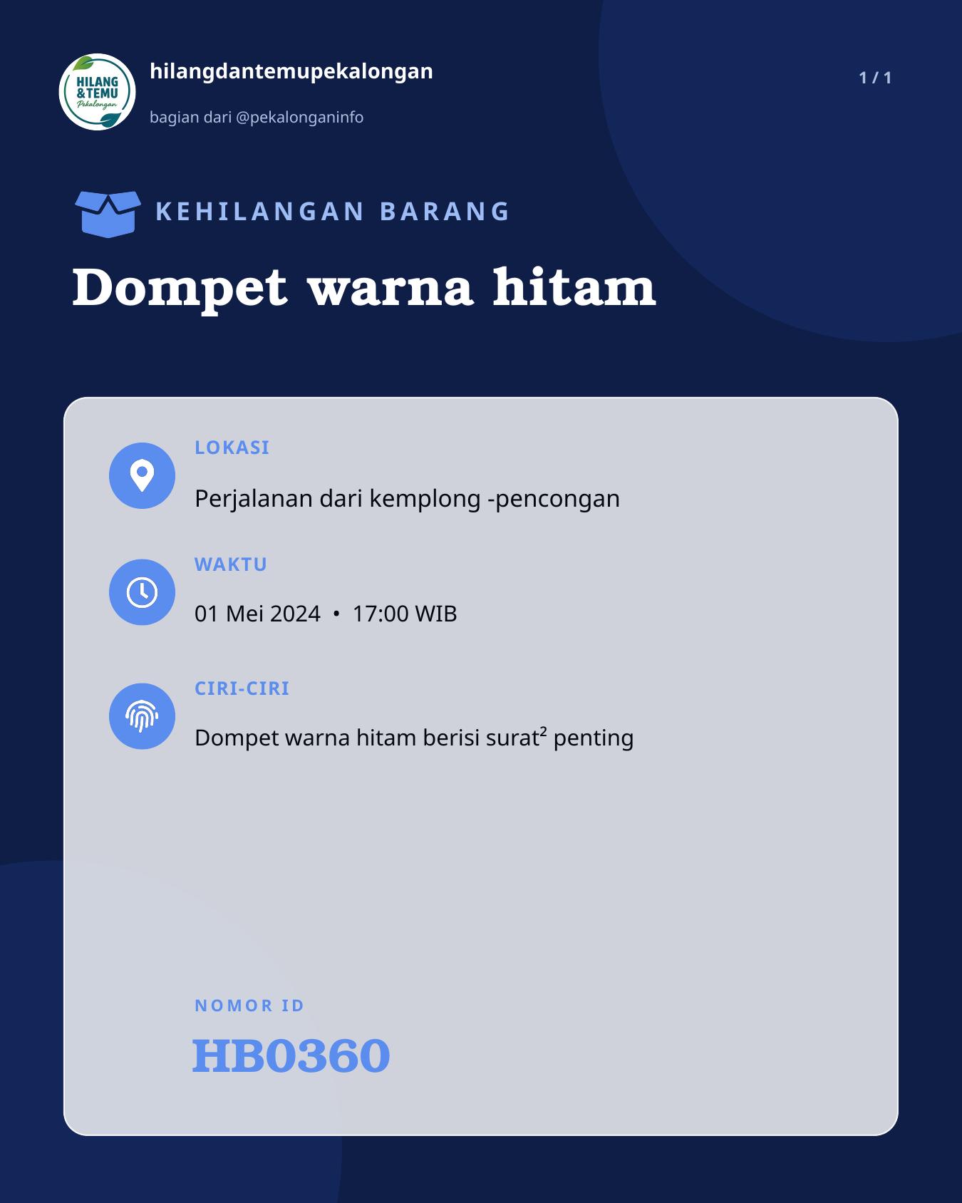 Slide laporan Dompet warna hitam (HB0360)
