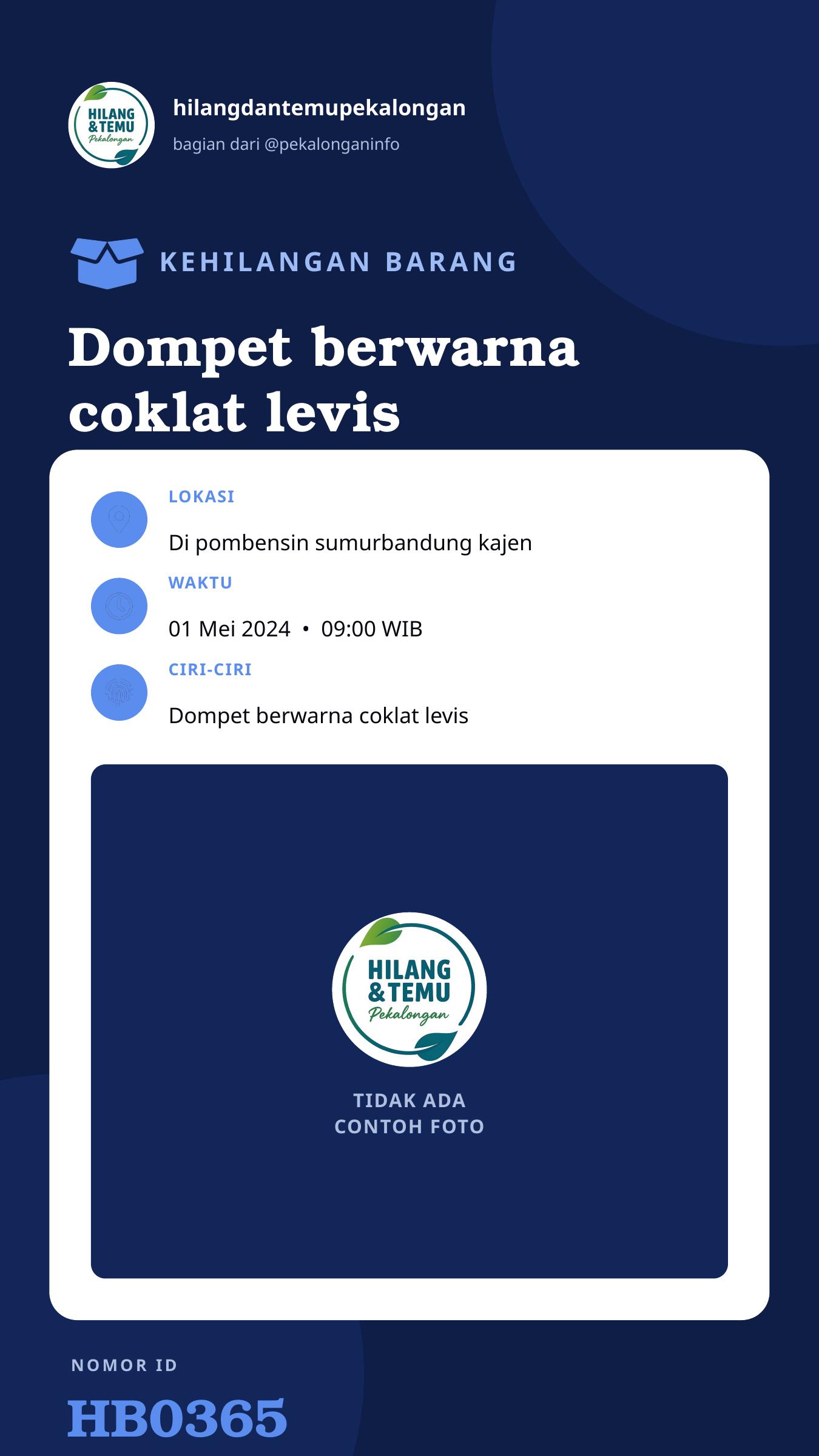Story 9:16 laporan Dompet berwarna coklat levis