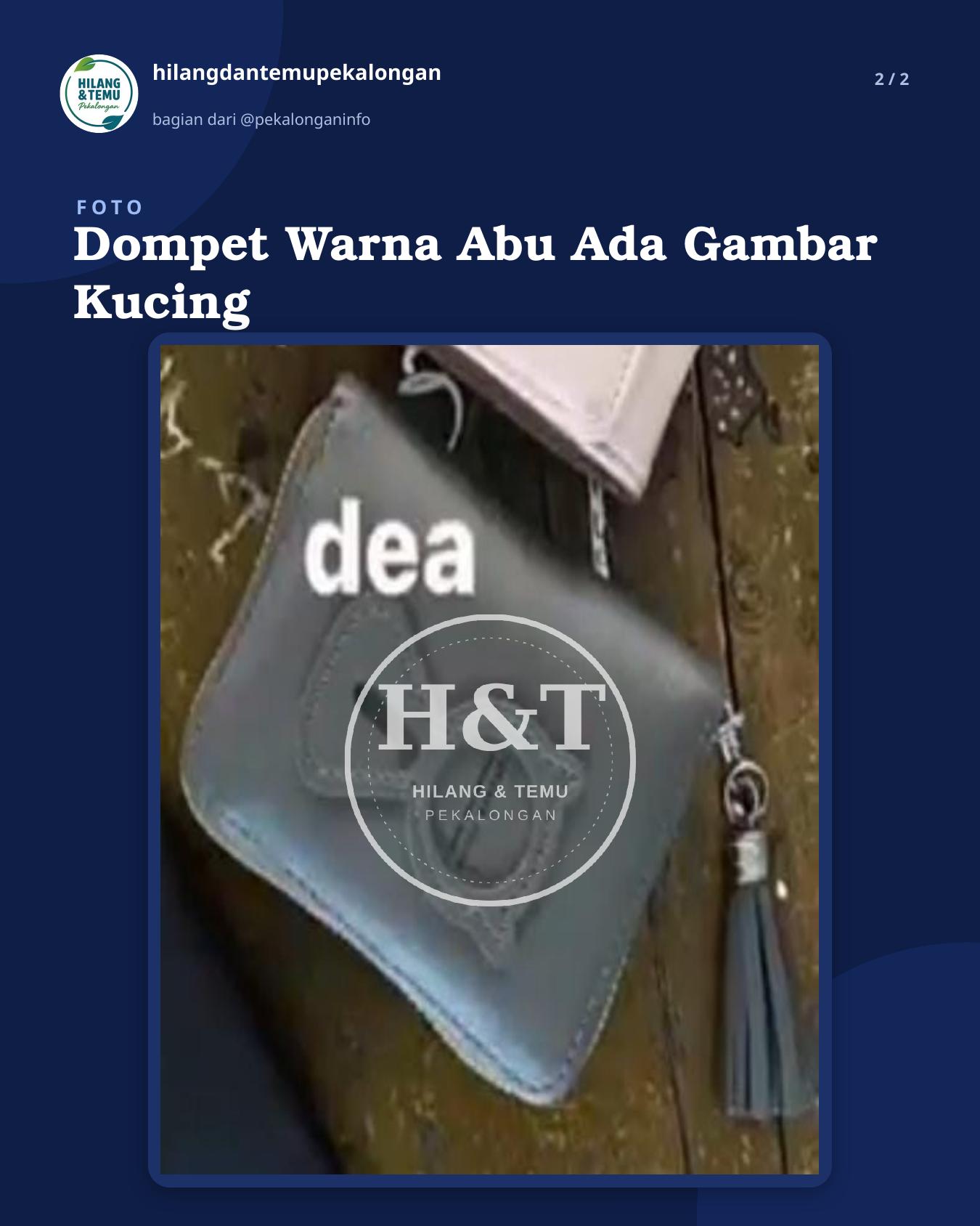 Slide 2 laporan Dompet Warna Abu Ada Gambar Kucing