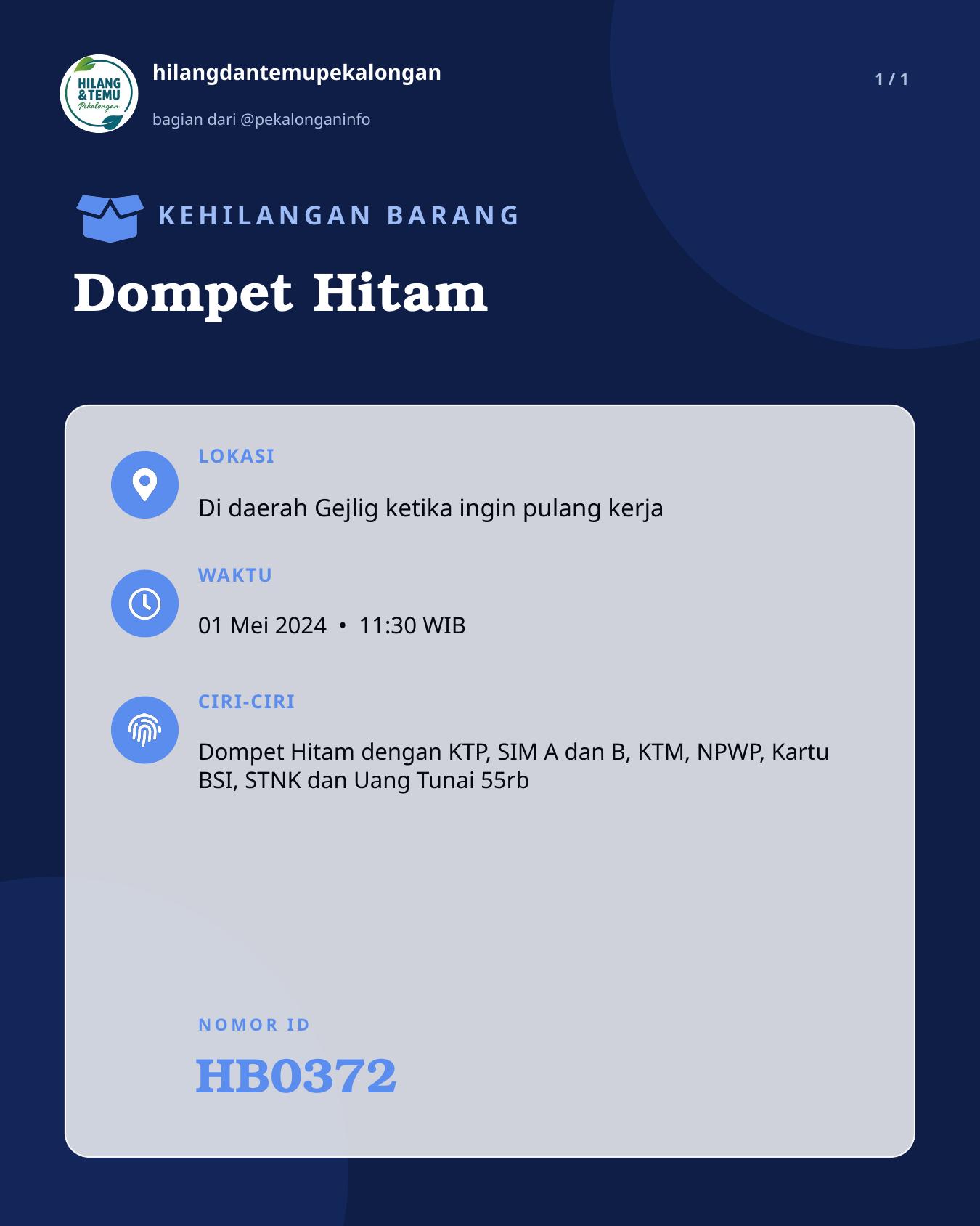 Slide laporan Dompet Hitam (HB0372)