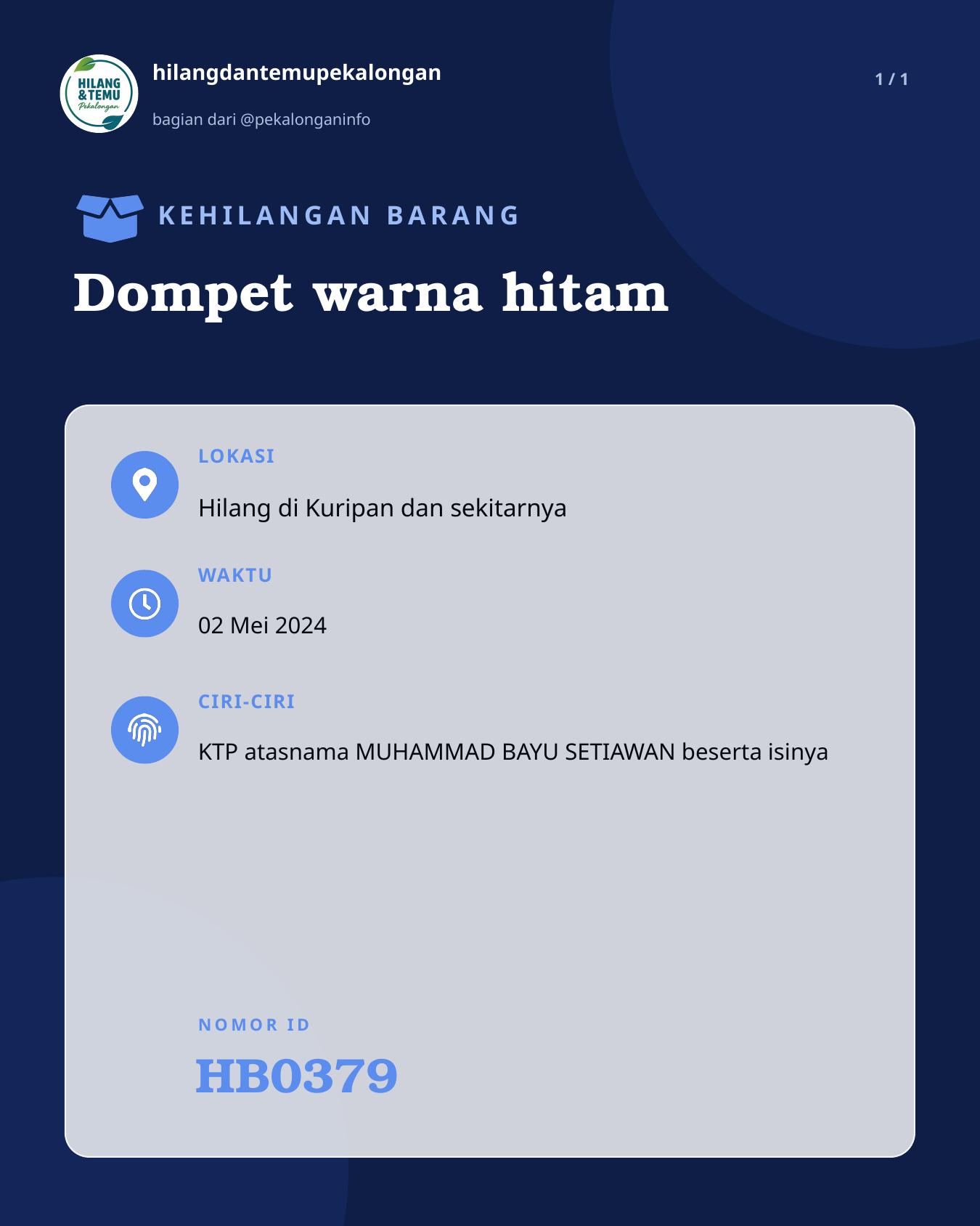 Slide laporan Dompet warna hitam (HB0379)