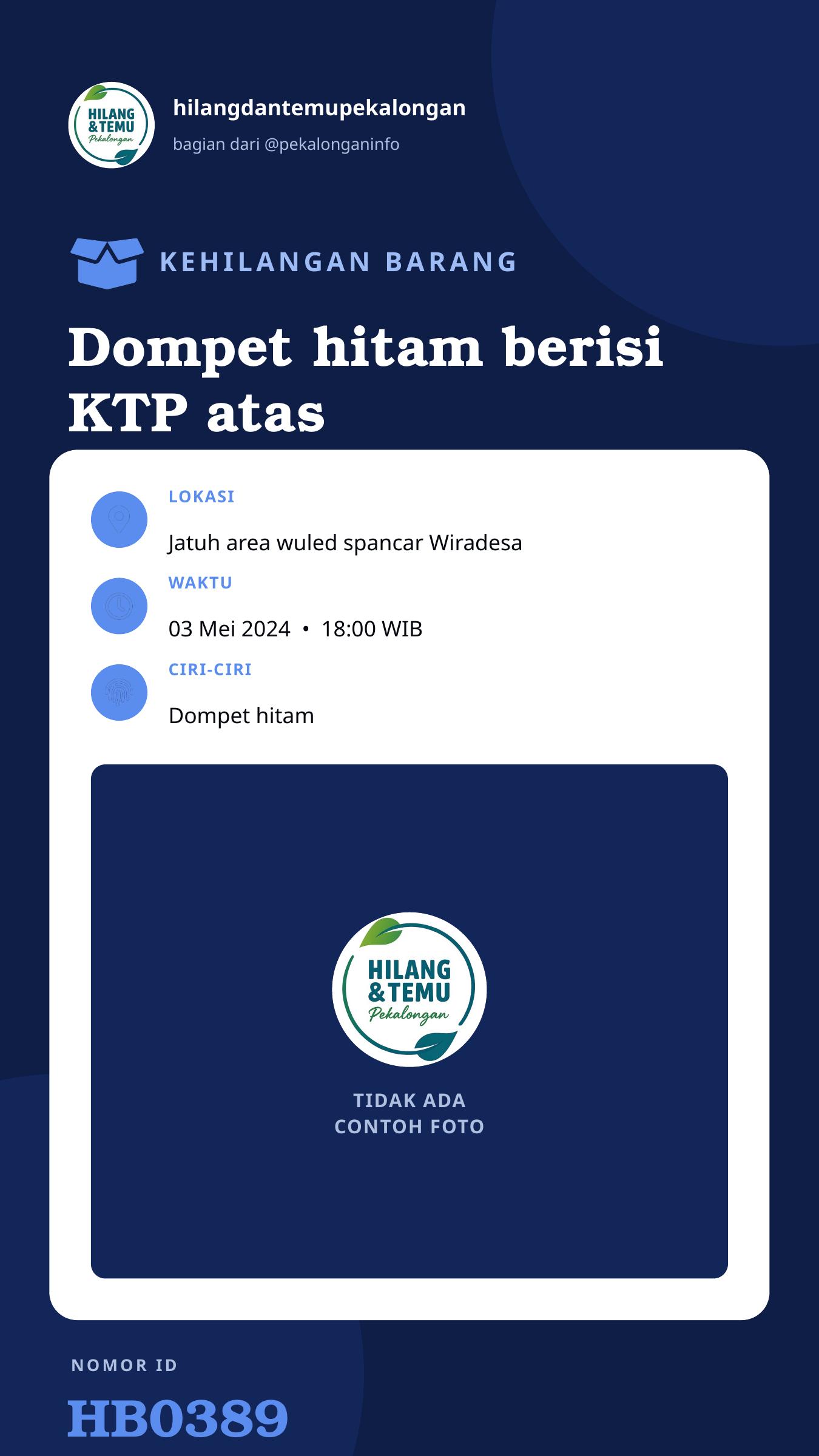 Story 9:16 laporan Dompet hitam berisi KTP atas nama Ali rosada , SIM , STNK , ATM .